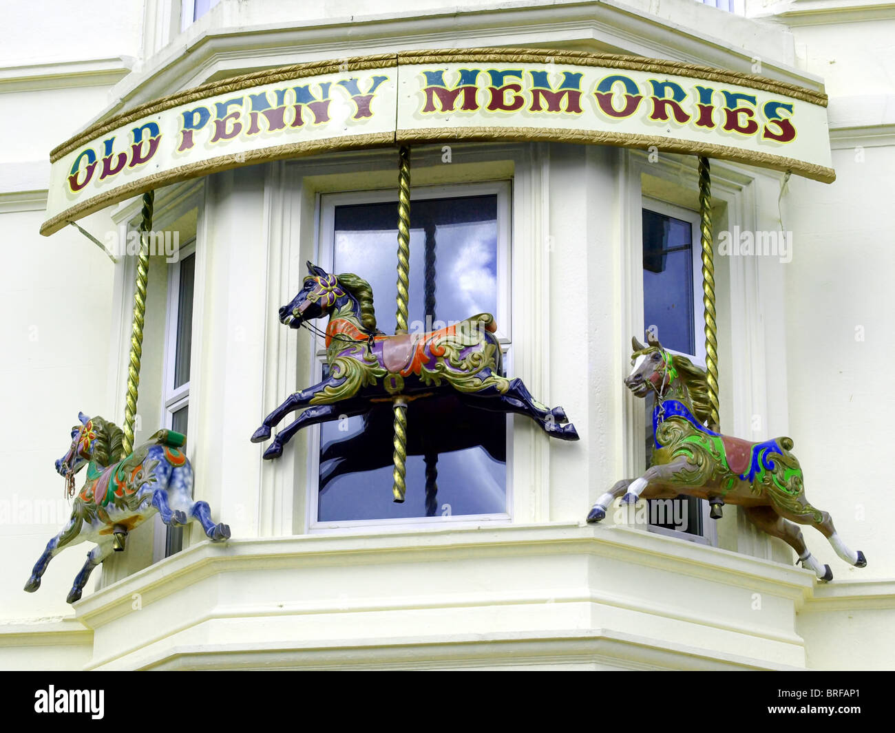 Alte Erinnerungen Pfennig, Bridlington.UK. Stockfoto