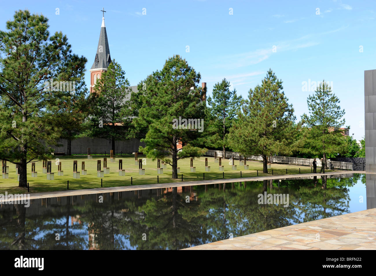 Bereich der leeren Stühle Oklahoma City National Memorial Bombing Website Alfred P Murrah Building Stockfoto