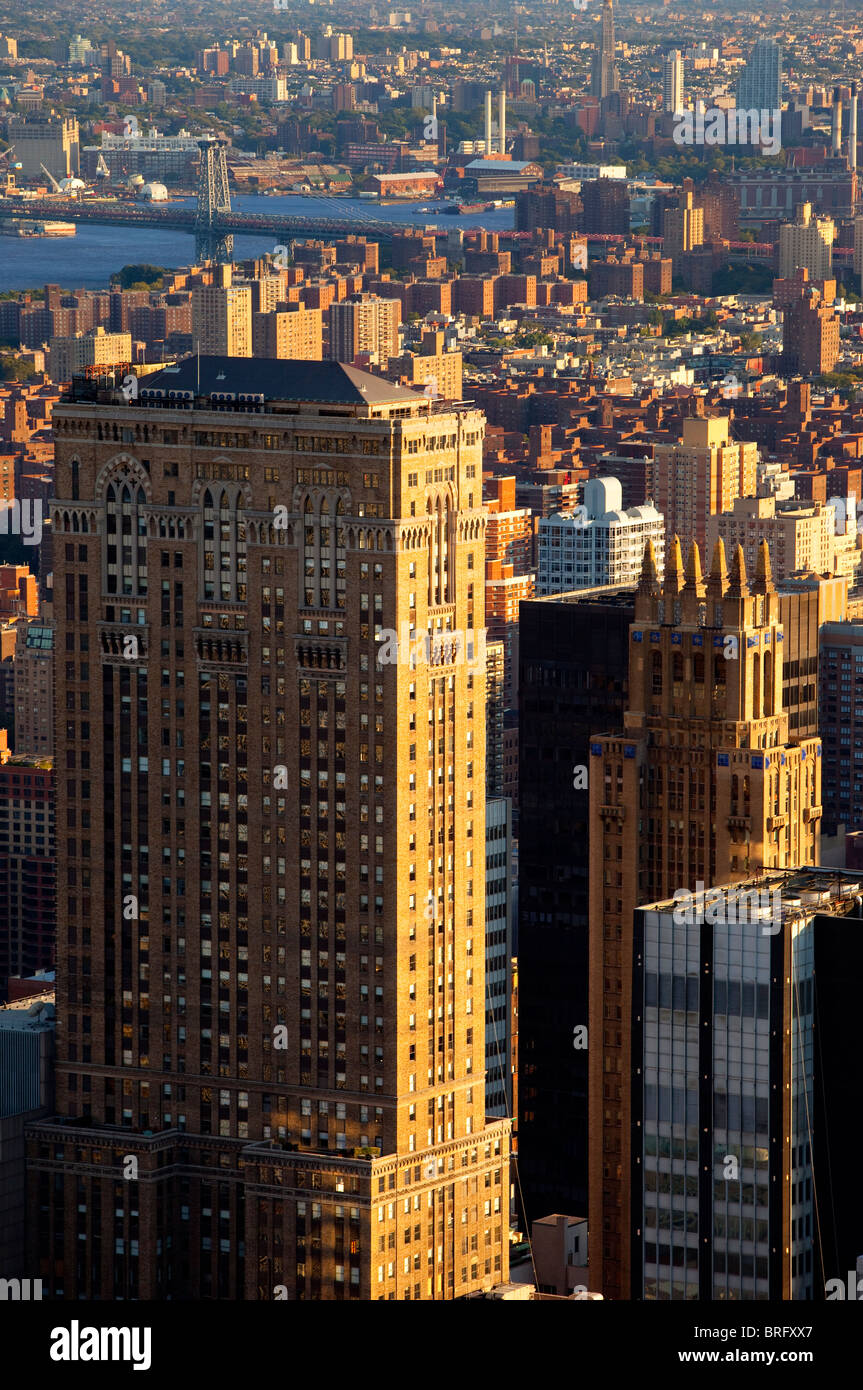 Am späten Nachmittag über die Gebäude von Manhattan, New York City USA anzeigen Stockfoto