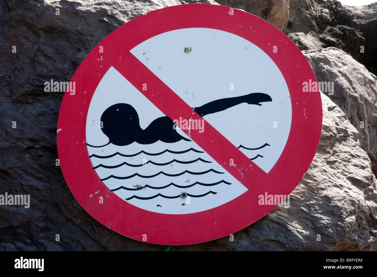 Kein Schwimmen Warnschild, County Kerry, Irland Stockfoto