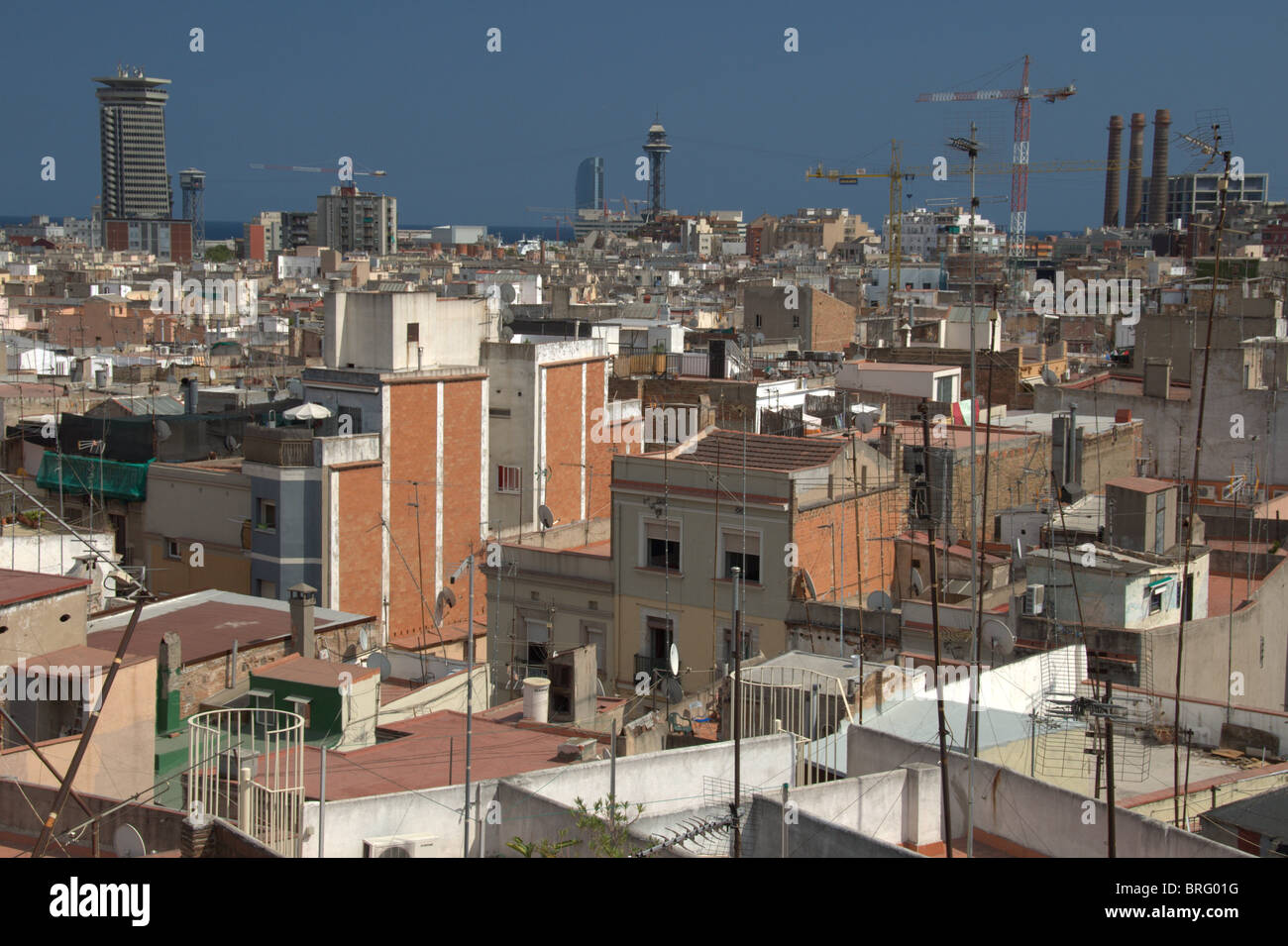 Barcelona-Dächer und Skyline Barrio Gotico Stockfoto