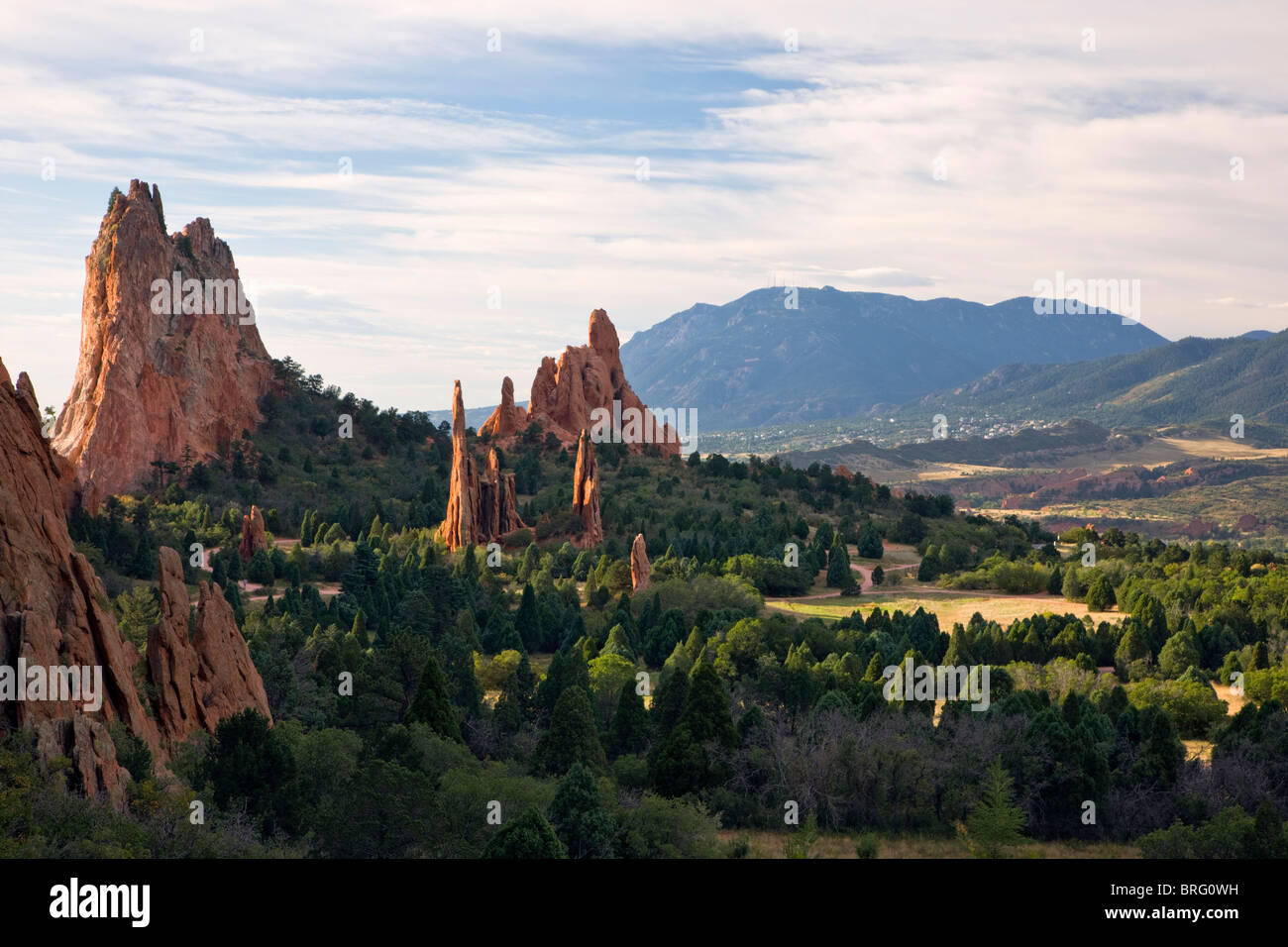 Dom-Türme und die drei Grazien, Garden of the Gods, Colorado Springs, Colorado, USA Stockfoto