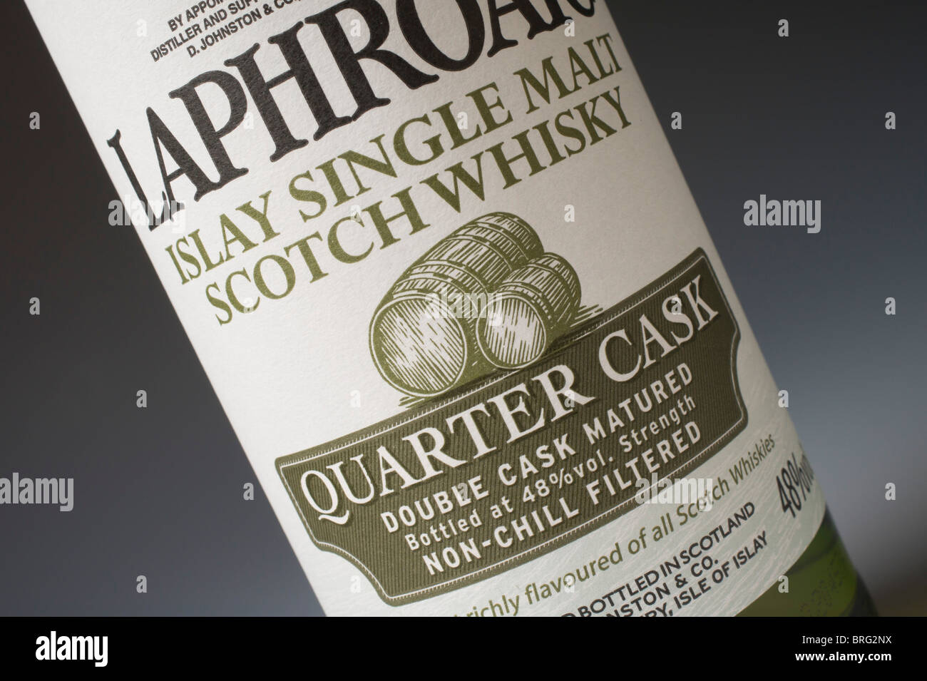 Laphroaig Quarter Cask single-Malt-Doppel-Fass gereift Islay Scotch Whisky 48 % Alkoholgehalt - Kenner Insel Malz Stockfoto