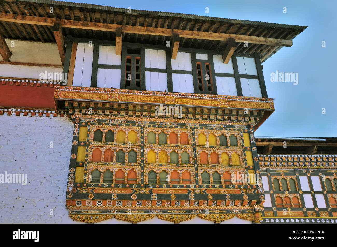 Interior Details der Paro Dzong, Bhutan Stockfoto