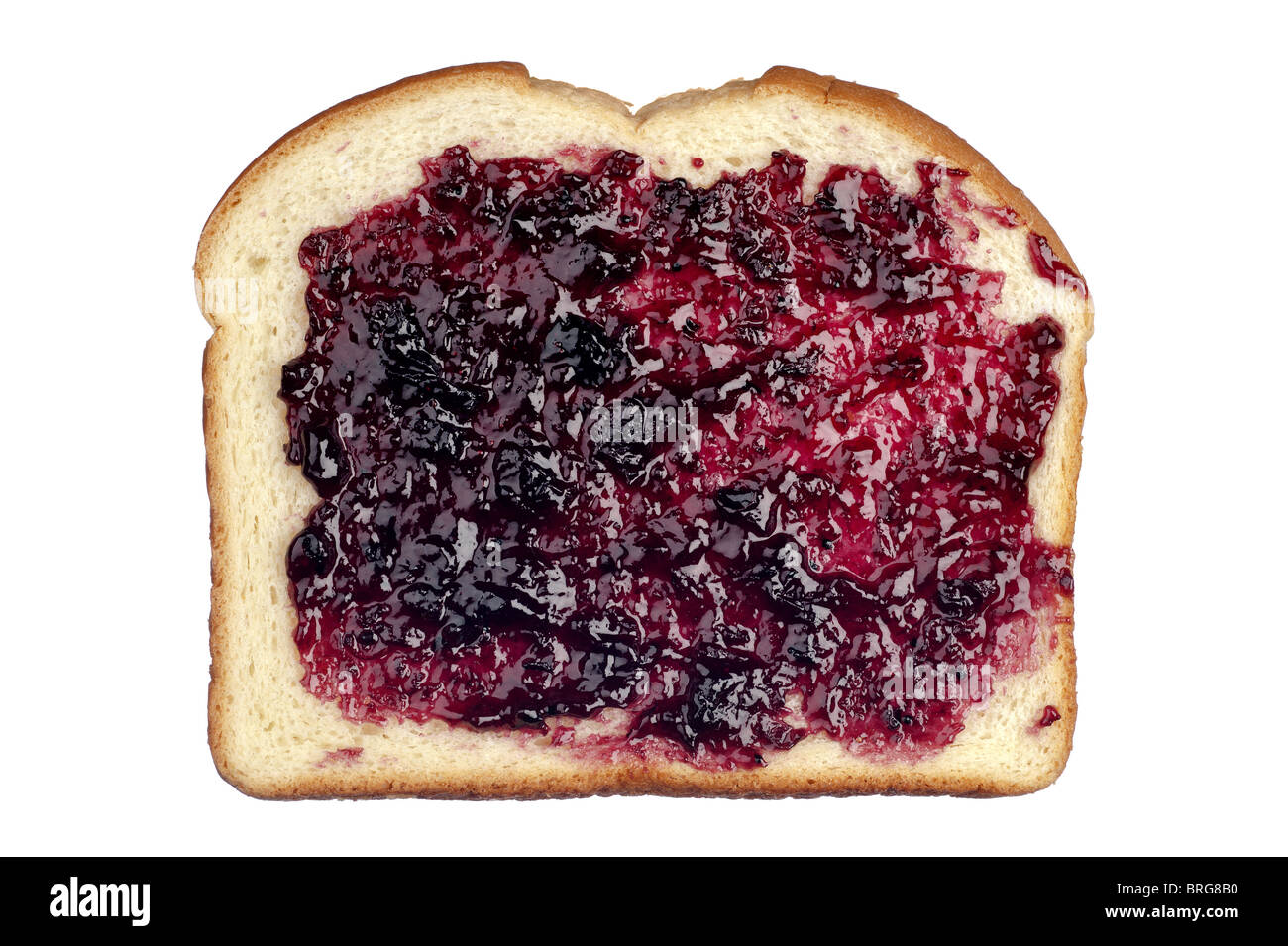 Als Läuse Weißbrot mit Traubengelee isoliert auf weiss Stockfoto