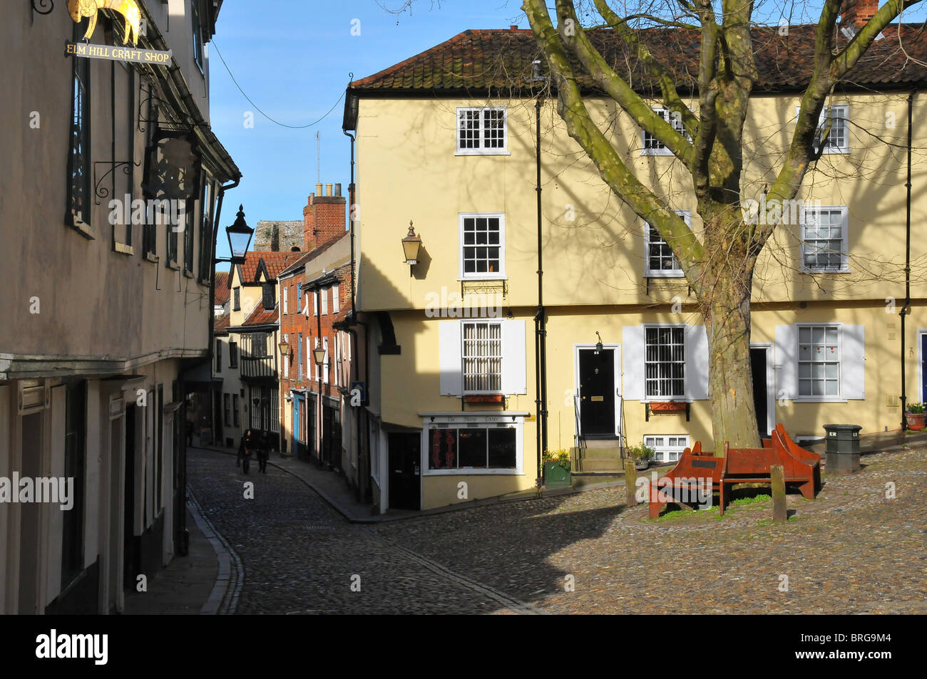 Kopfsteinpflaster, alte Norwich Stockfoto