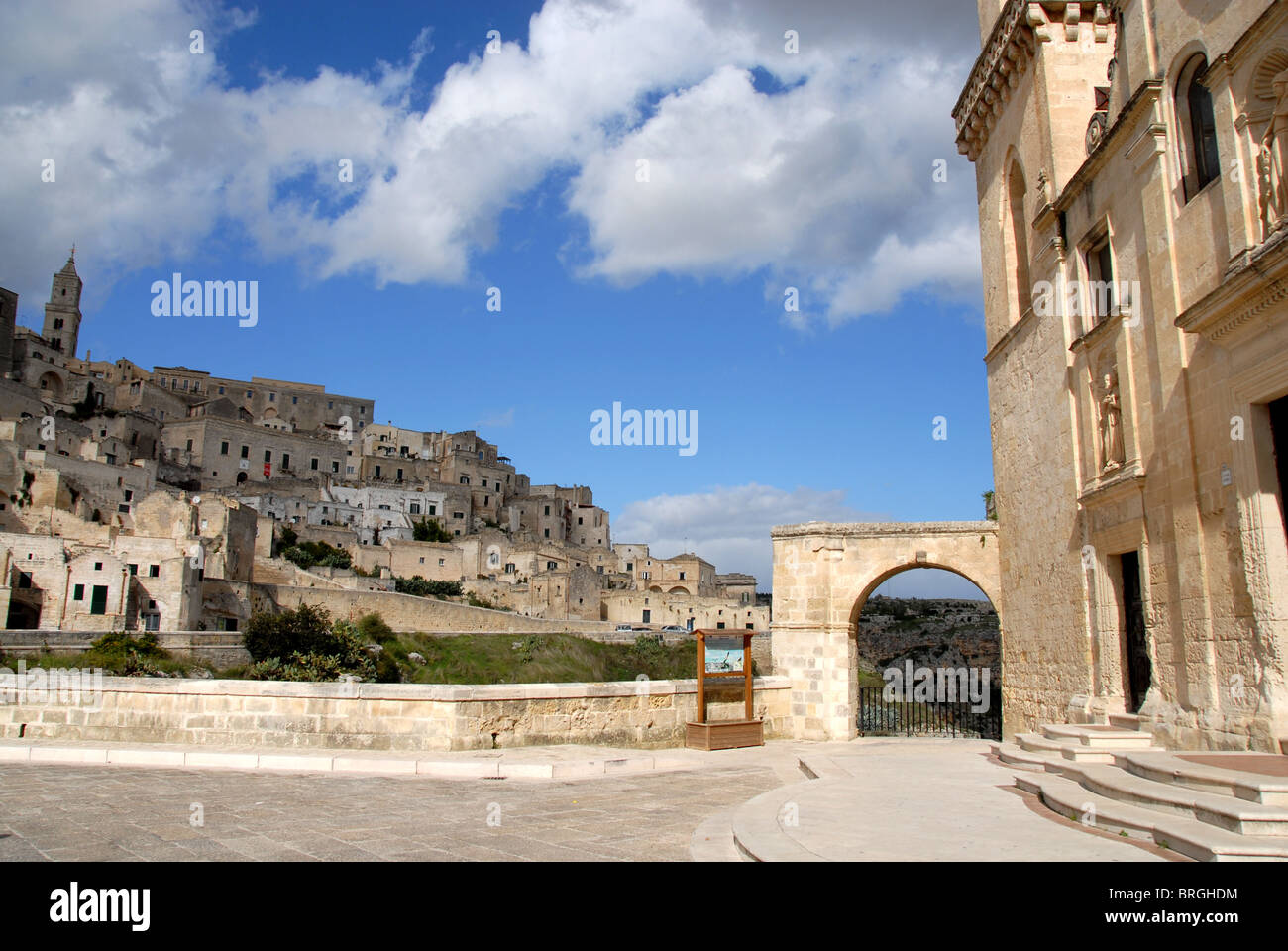 San Pietro Caveso Und Stadt Matera, Basilikata, Italien Stockfoto