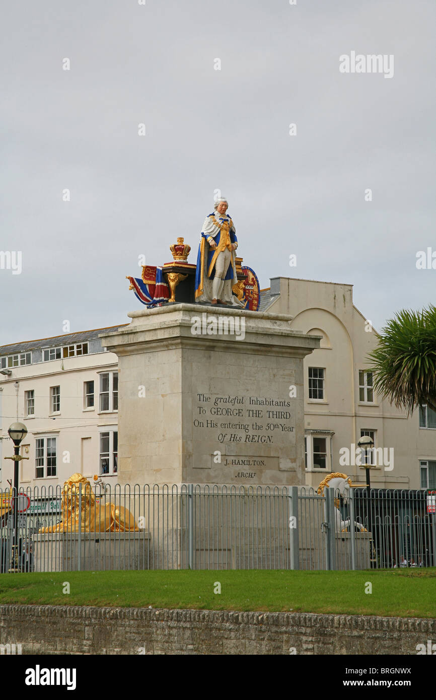 Statue von George III errichtet, an der Strandpromenade von den Einwohnern von Weymouth Dorset England UK Stockfoto