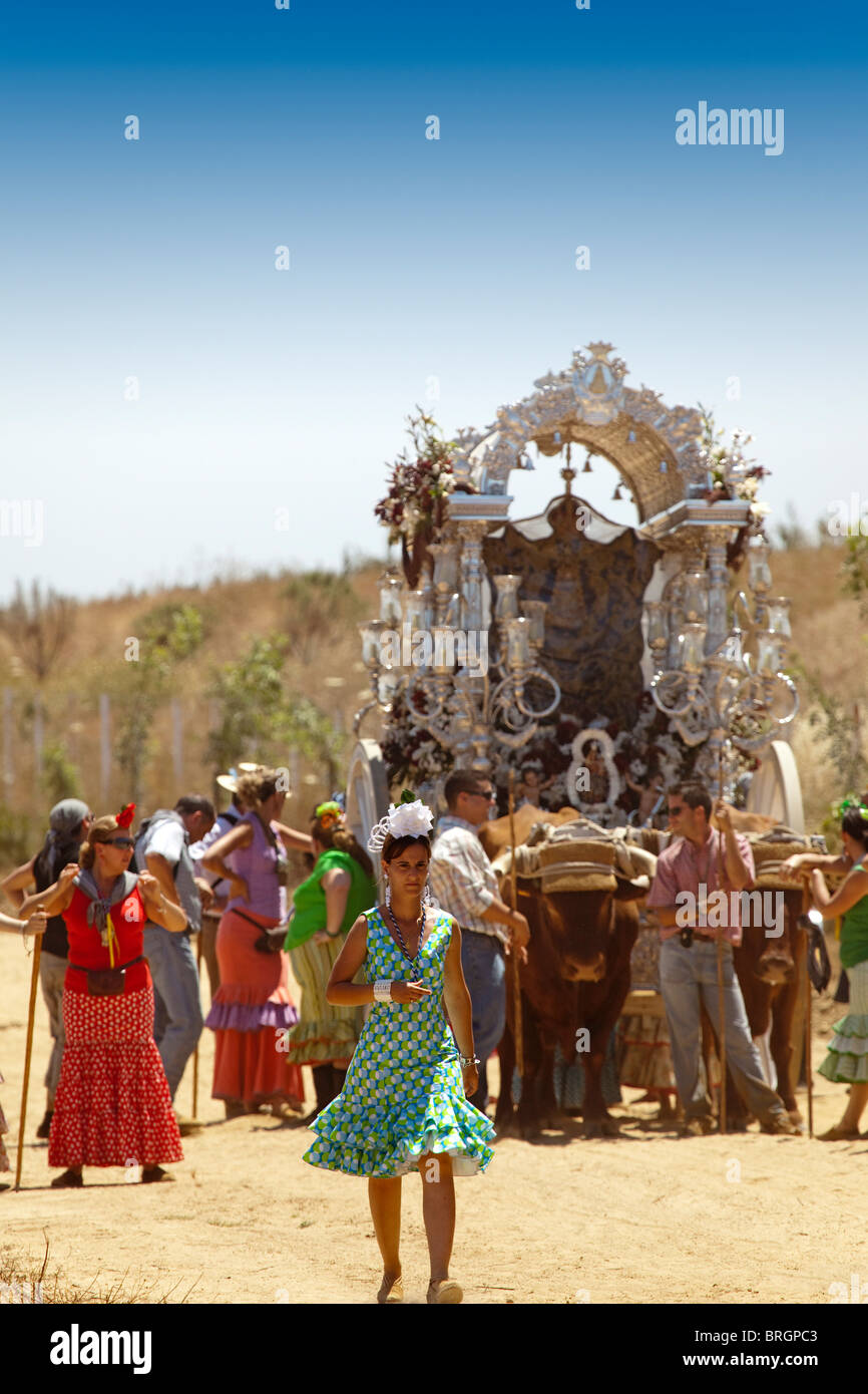 Compostela Haciendo el Camino del El Rocio Villamanrique Sevilla Andalusien España Pilgerweg von El Rocio Andalusien Spanien Stockfoto