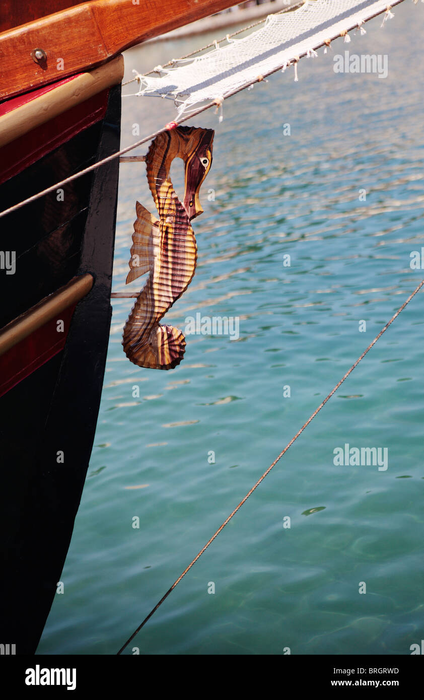 Geschnitzte Galionsfigur des Bootes Stockfoto