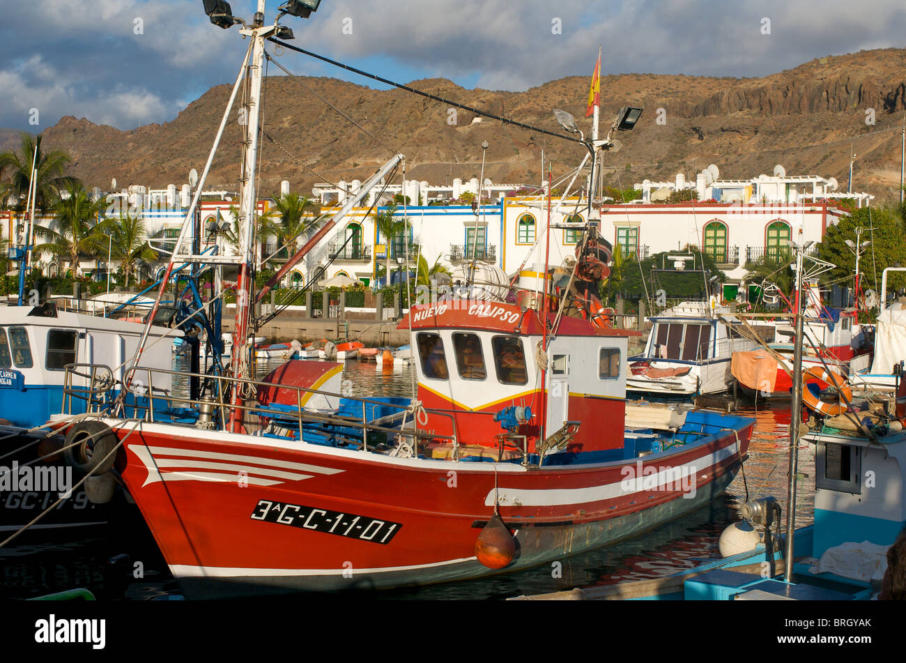 Angelboote/Fischerboote in Puerto Mogan, Gran Canaria, Kanarische Inseln, Spanien Stockfoto