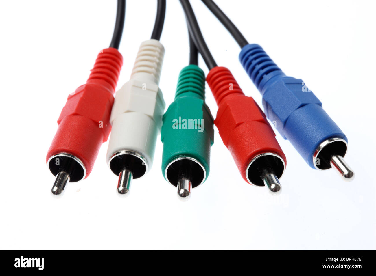Cinch-Kabel, Cinch-Stecker, Cinch-Buchse für Audio- und Videosignale. Verwendet für audiovisuelle Medien, video Tonbandgeräte, sound-Systeme Stockfoto