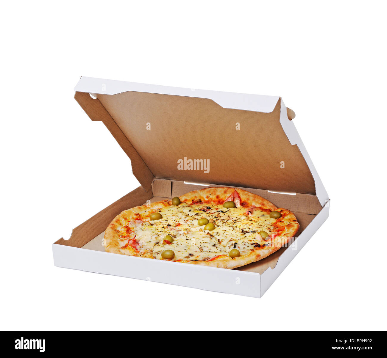 Pizza in einer Box Stockfoto