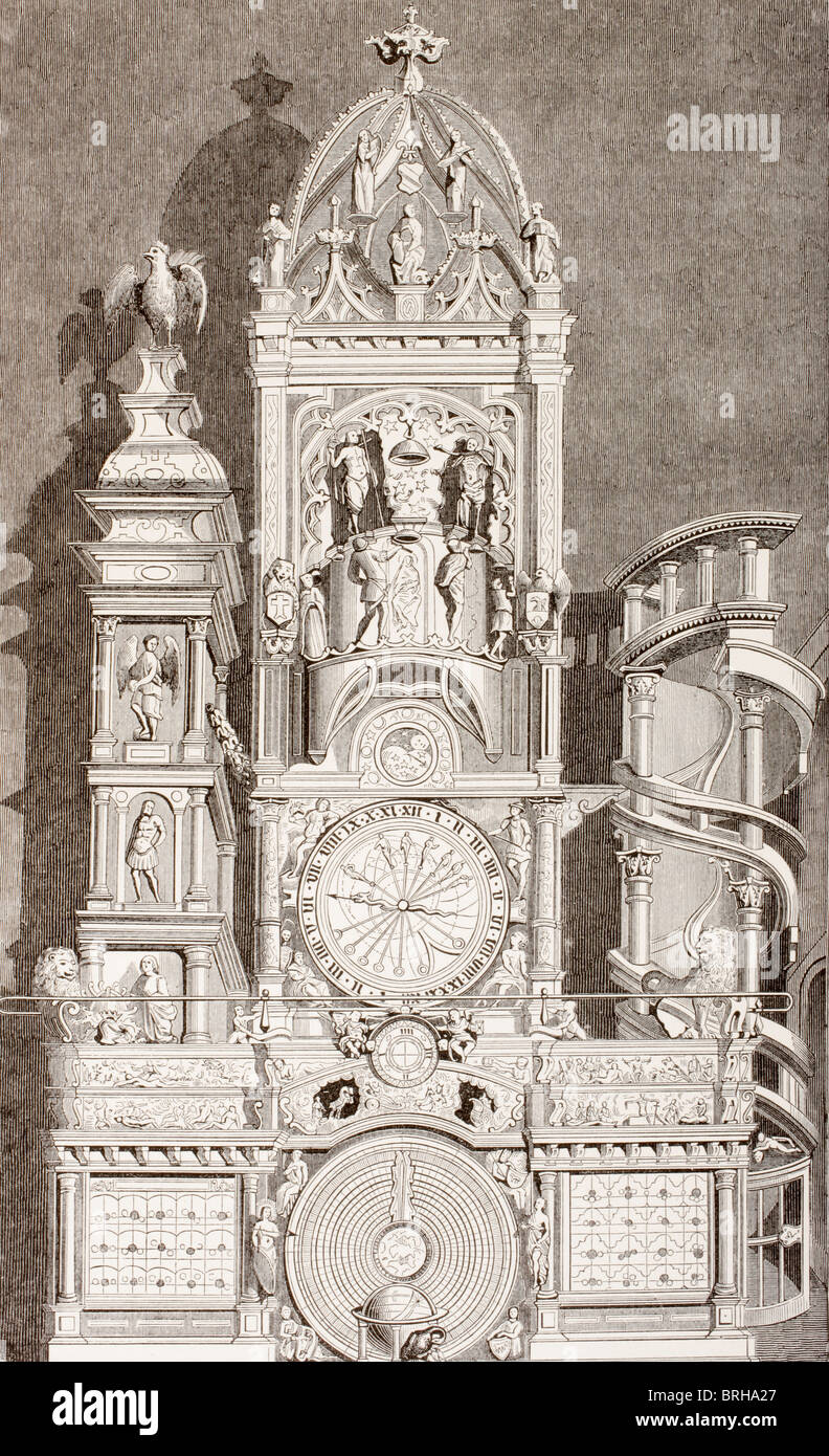 Astronomische Uhr in der Kathedrale Notre-Dame, Straßburg, Frankreich. Die Uhr wurde im Jahre 1573 erbaut. Stockfoto
