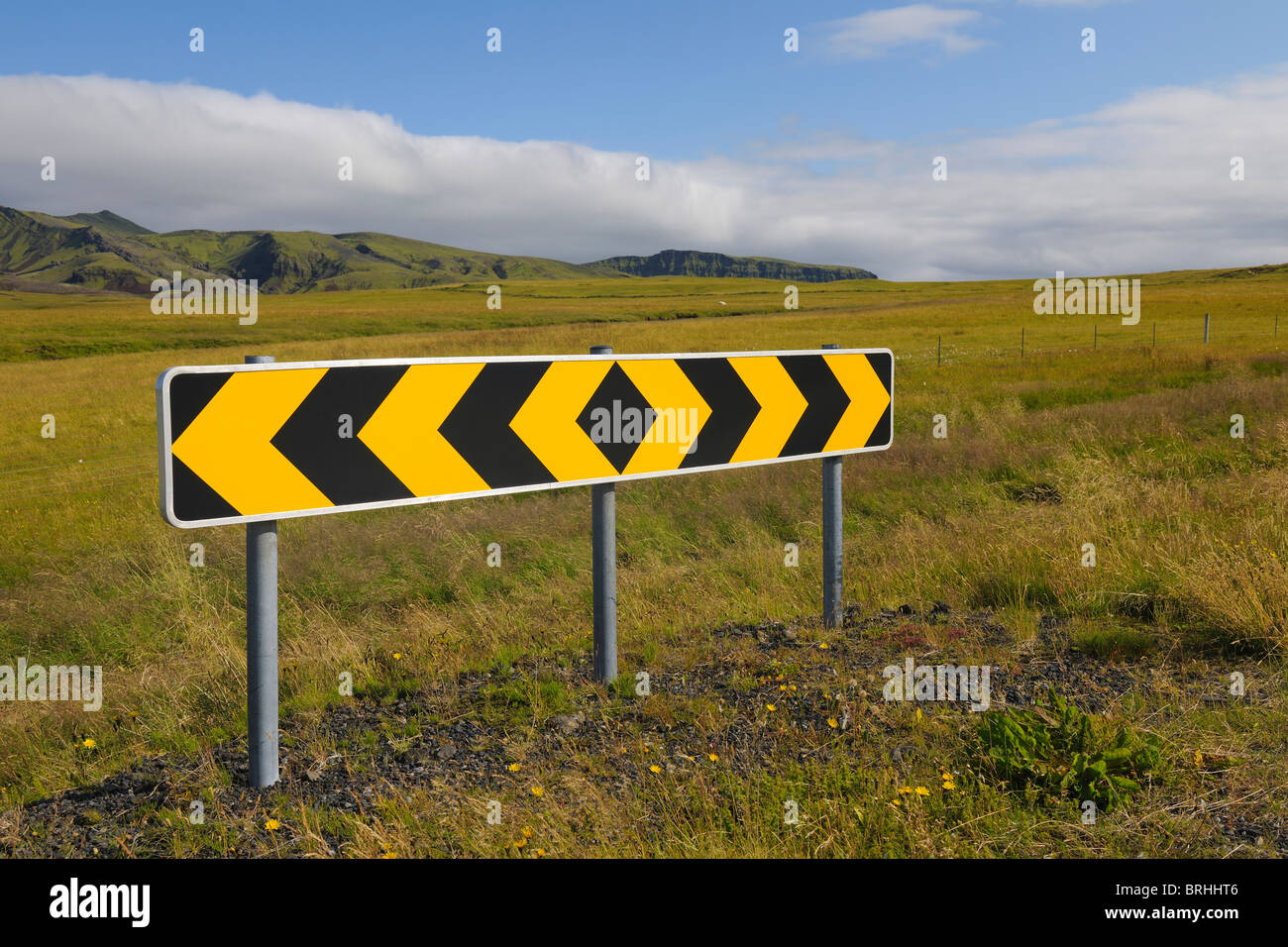 Straße Zeichen, Vik, South Island, Island Stockfoto