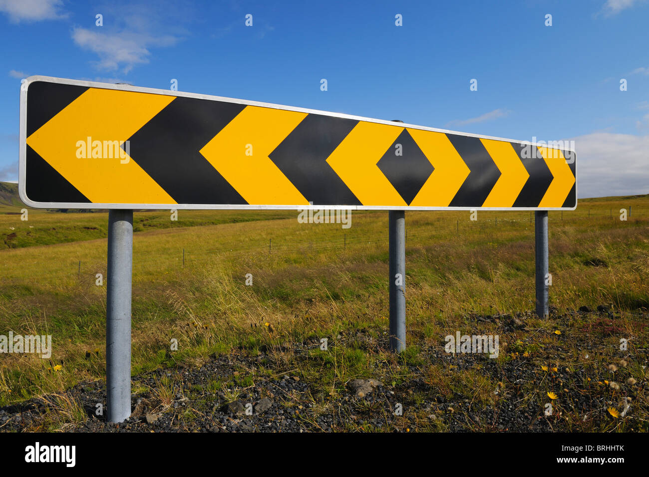 Straße Zeichen, Vik, South Island, Island Stockfoto