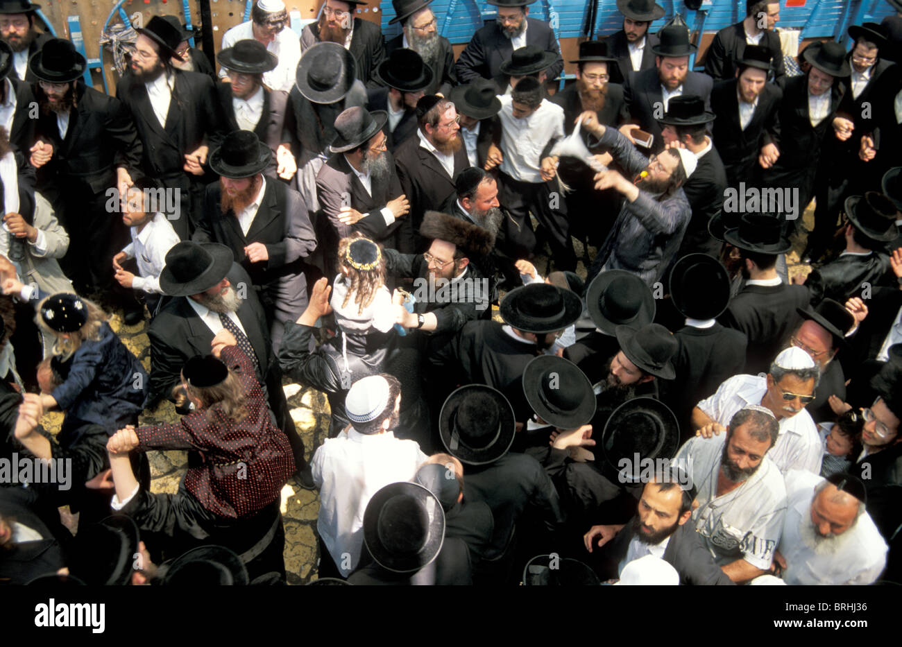 Israel, oberen Galiläa, Lag B'Omer Pilgerreise zum Grab des Rabbi Shimon Bar Yohai bei Meron Stockfoto