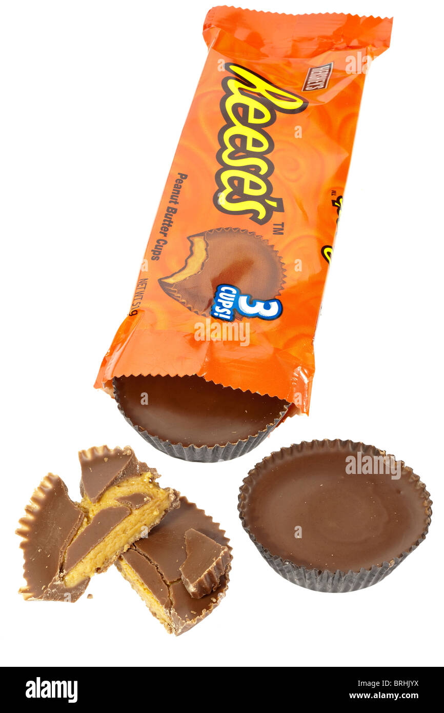 Orange Packung Hersheys Reese Schokolade überdachten Peanut Butter cups Stockfoto
