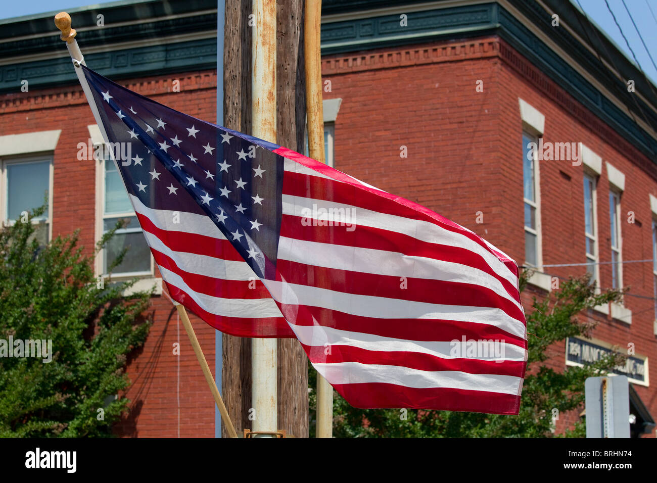 Amerikanische Flagge während Volkstrauertag Gedenkfeier in Sugar Hill, Maryland, USA Stockfoto