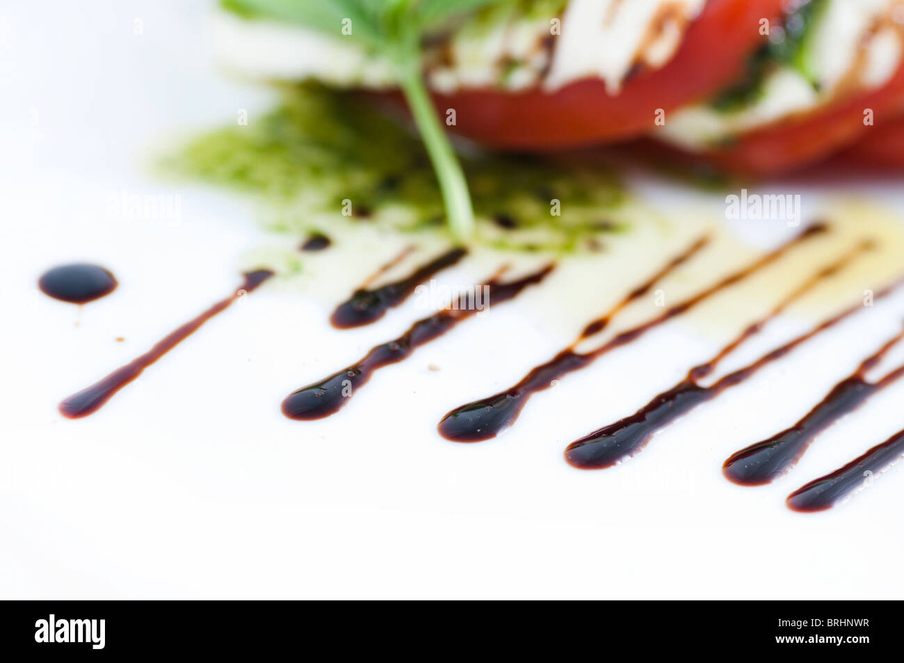 Nahaufnahme von Balsamico Salat-dressing Stockfoto