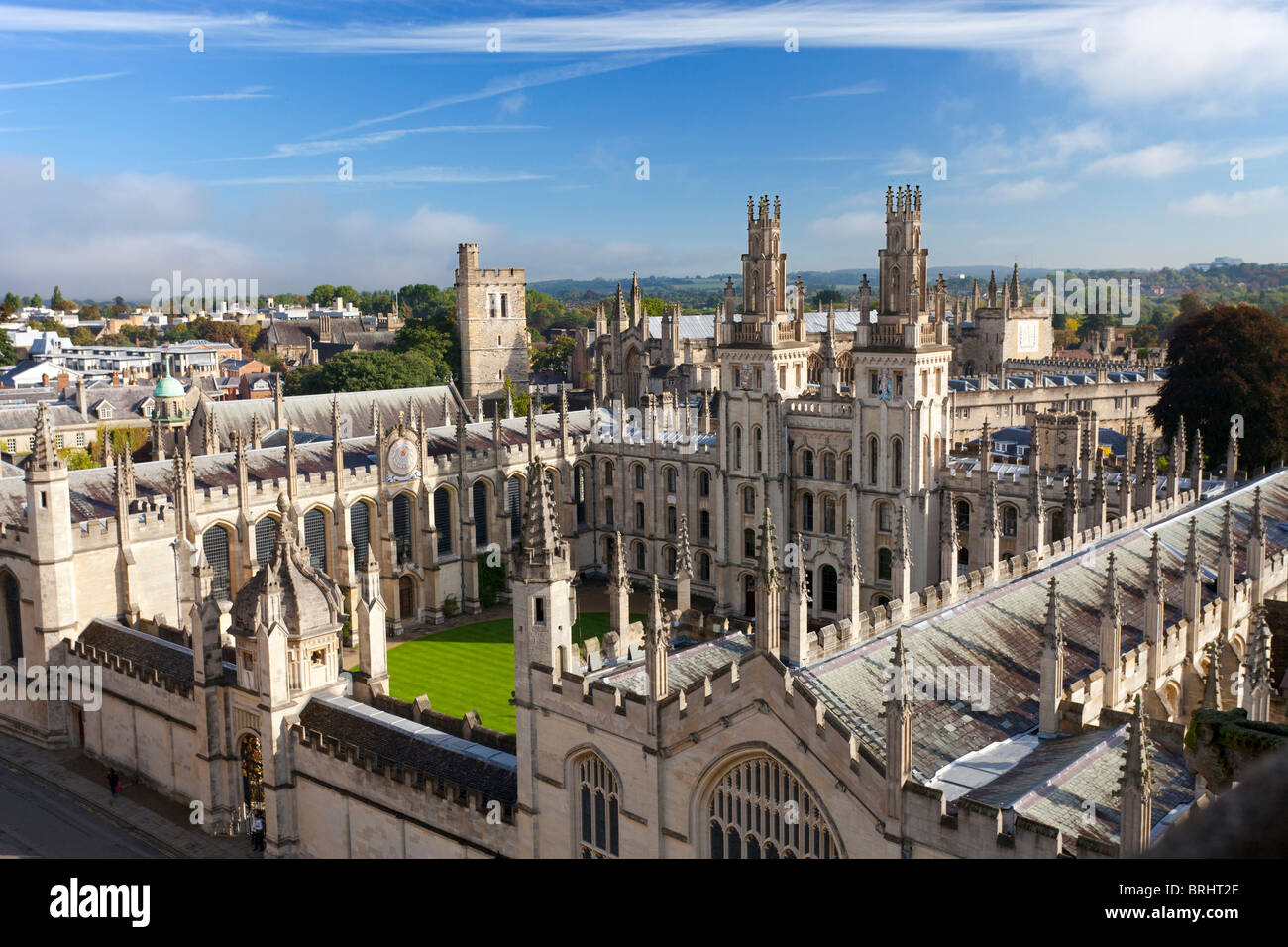 Ganzen Seele College in Oxford, von St Mai Kirche spire2 betrachtet Stockfoto
