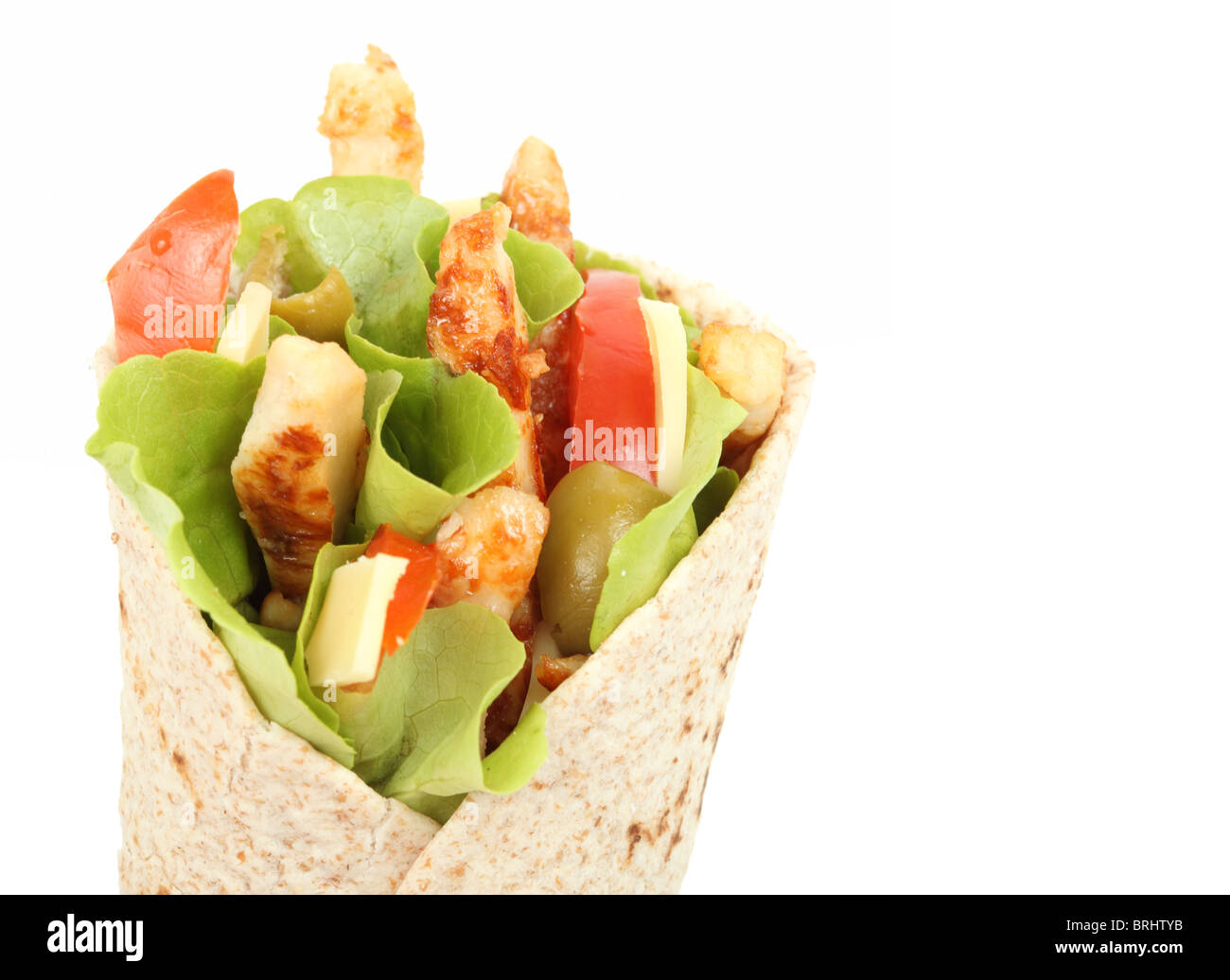 Tortilla Wrap isoliert auf weißem Hintergrund Stockfoto