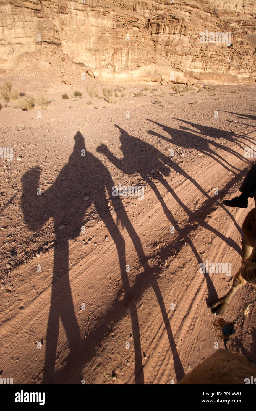 Kamel-Reise in Wadi Rum, Jordanien. Stockfoto