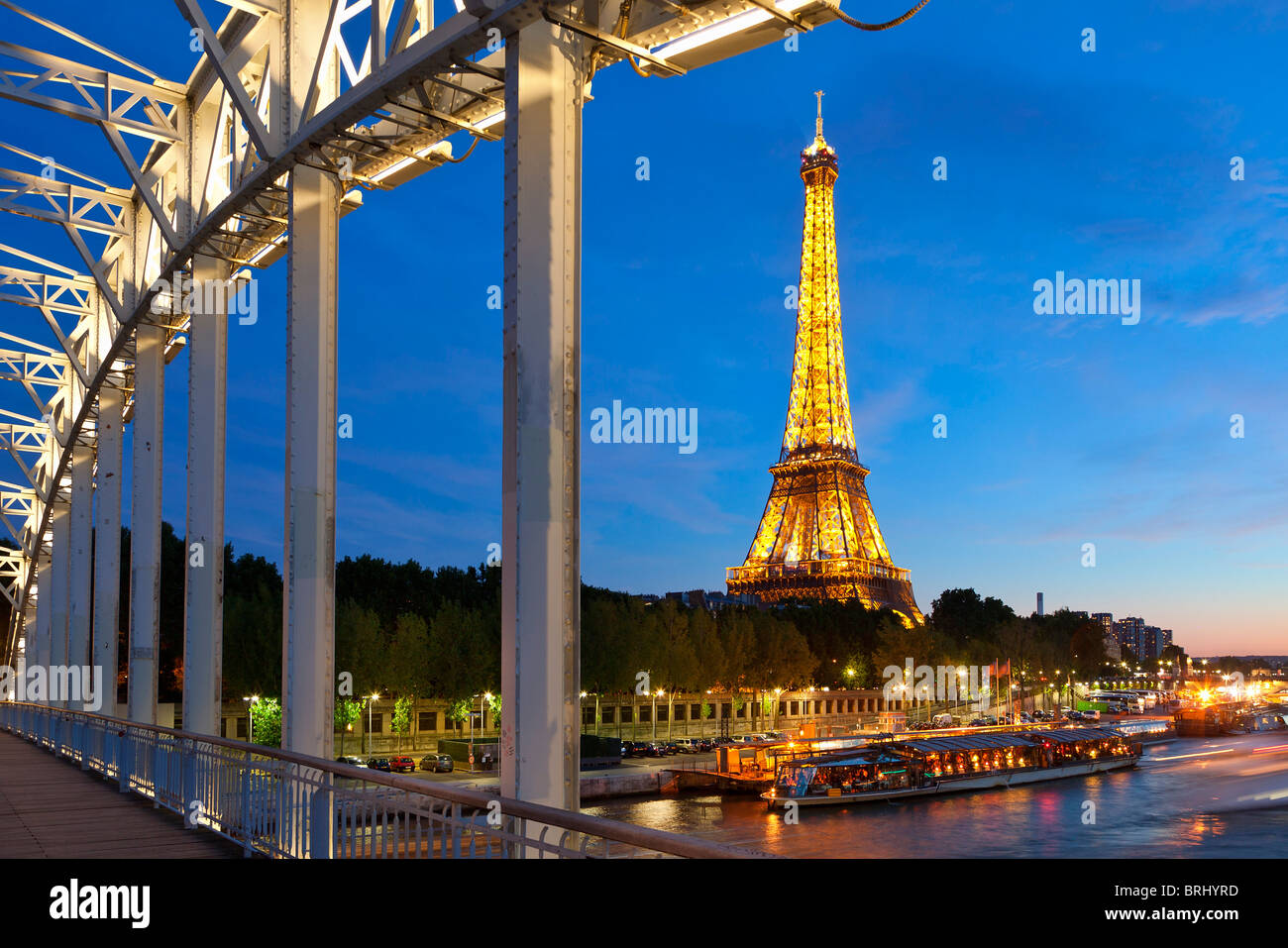 Paris, Eiffelturm-Blick vom Debilly Steg Stockfoto