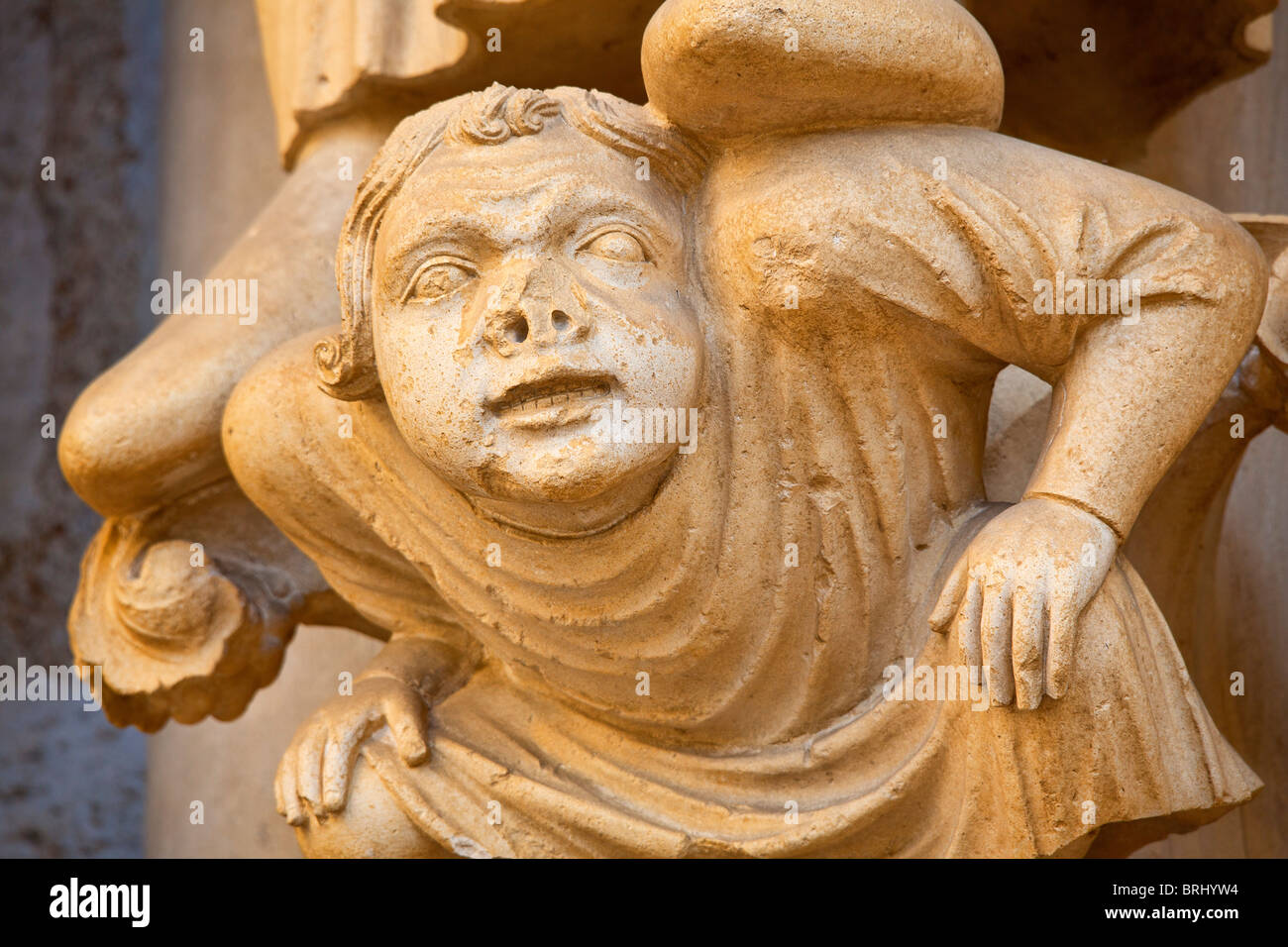 Europa, Frankreich, Eure-et-Loir (28), Kathedrale von Notre Dame de Chatres, Skulptur im Nordportal Stockfoto