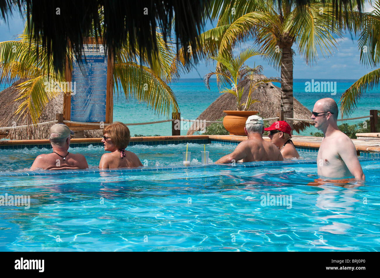 Mexiko, Cozumel. Playa Mia Grand Beach Park, Isla Cozumel, Cozumel Island. Stockfoto