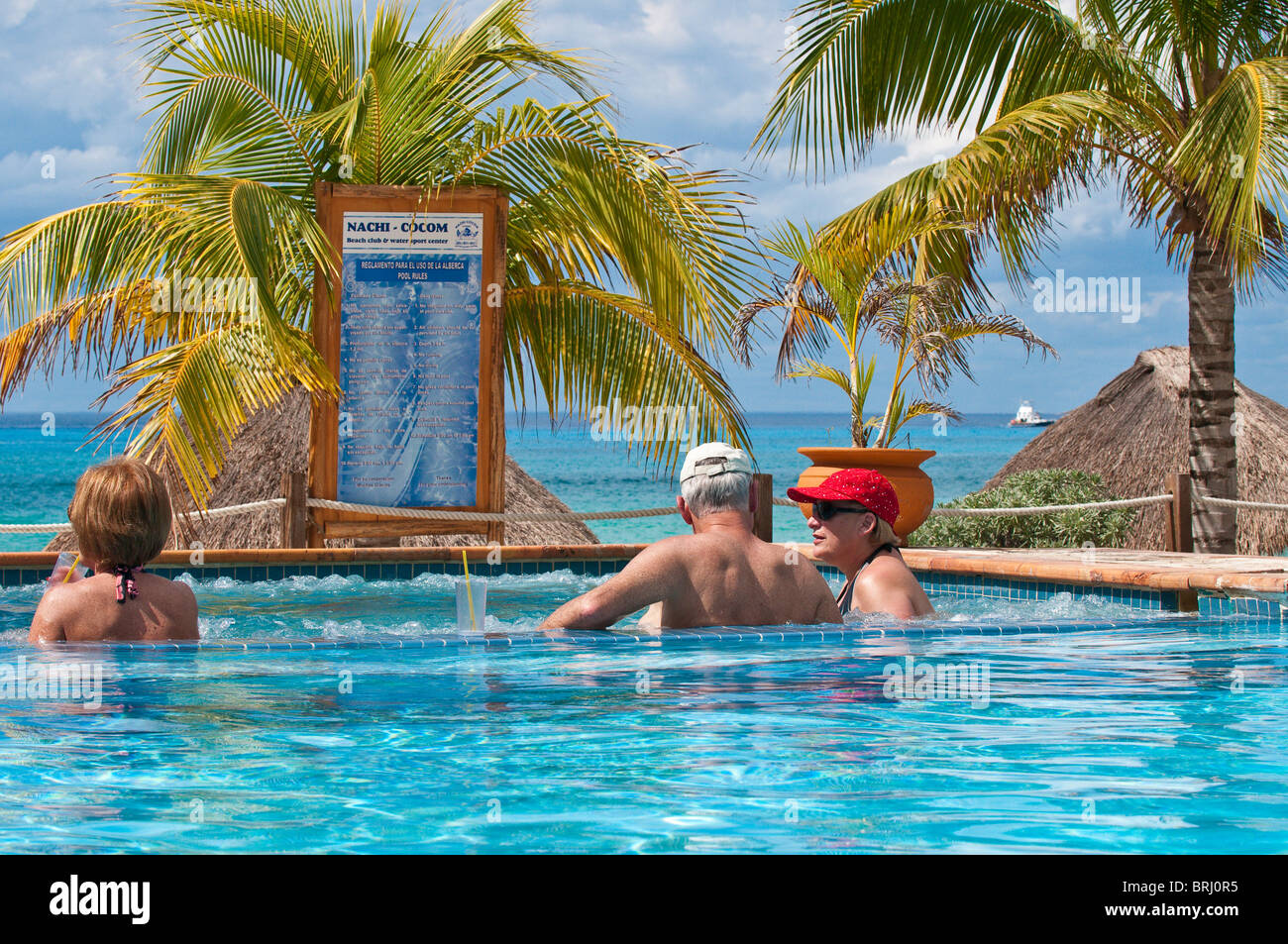 Mexiko, Cozumel. Playa Mia Grand Beach Park, Isla Cozumel, Cozumel Island. Stockfoto
