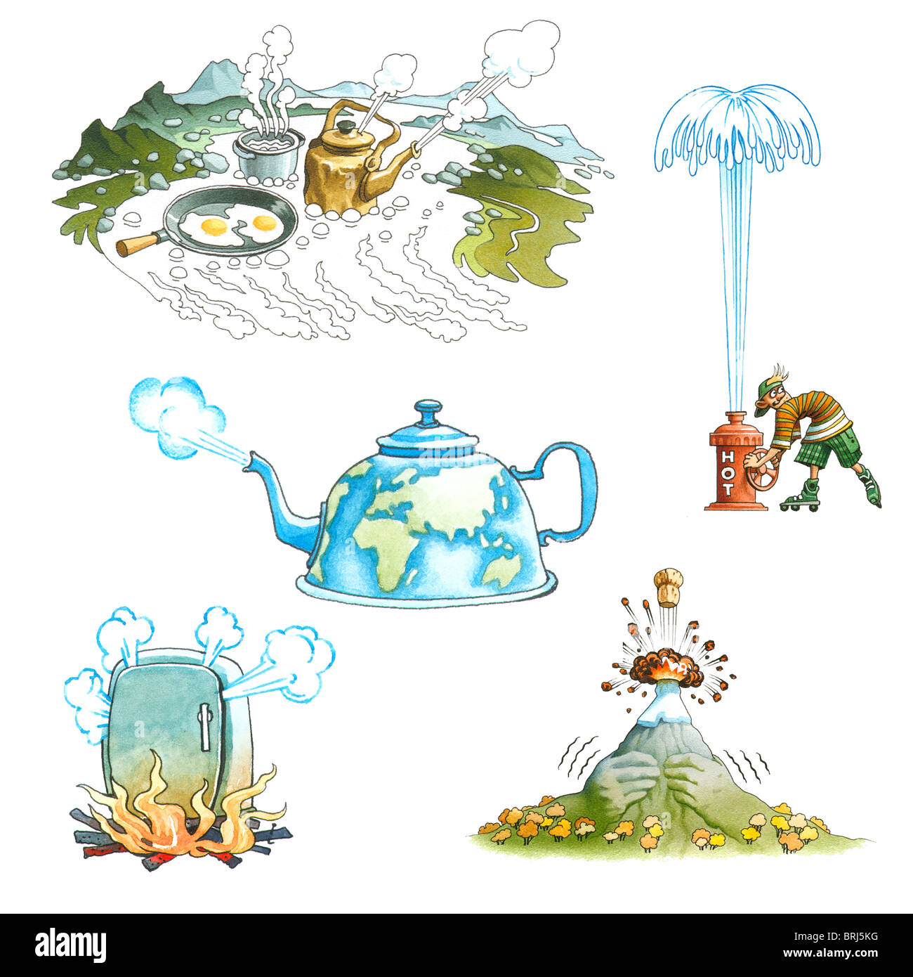 Geysire und Vulkane Stockfoto