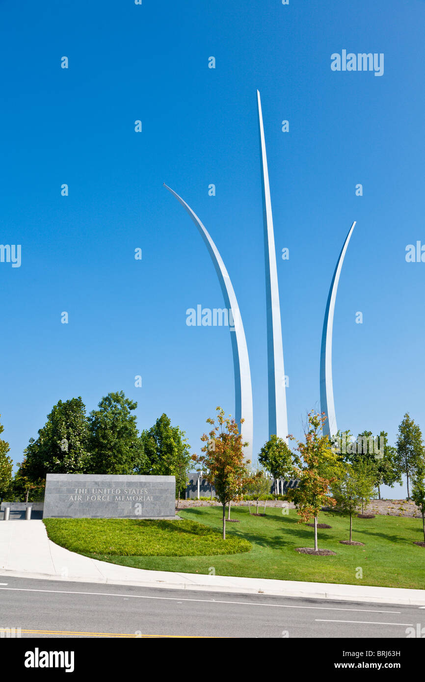 Die drei Türme der United States Air Force Memorial in Arlington, Virginia Stockfoto