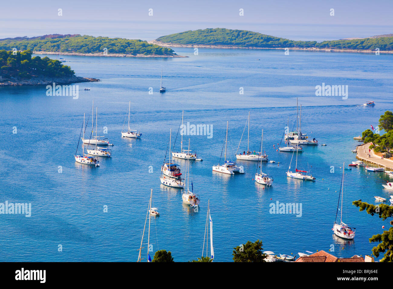 Liegeplätze an der dalmatinischen Küste Stockfoto