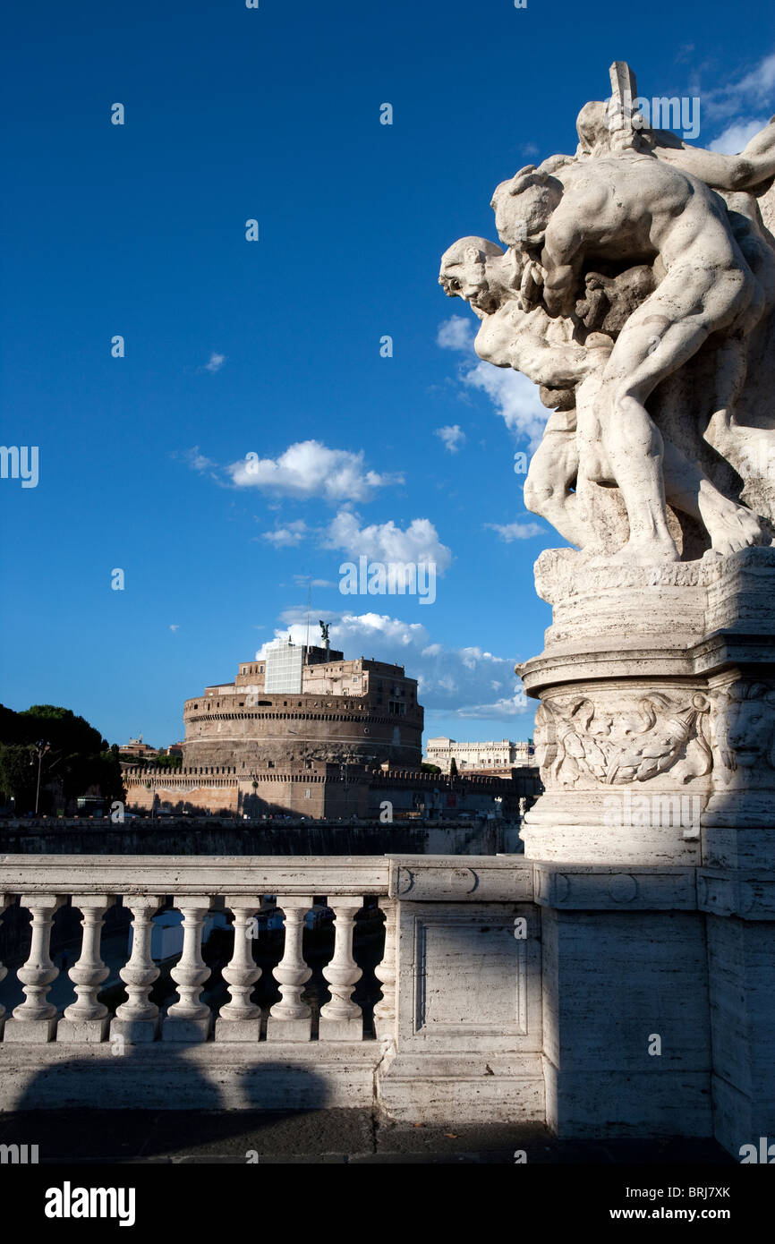 Schloss St Engel Ansicht Rom Italien Statue Wahrzeichen Stockfoto