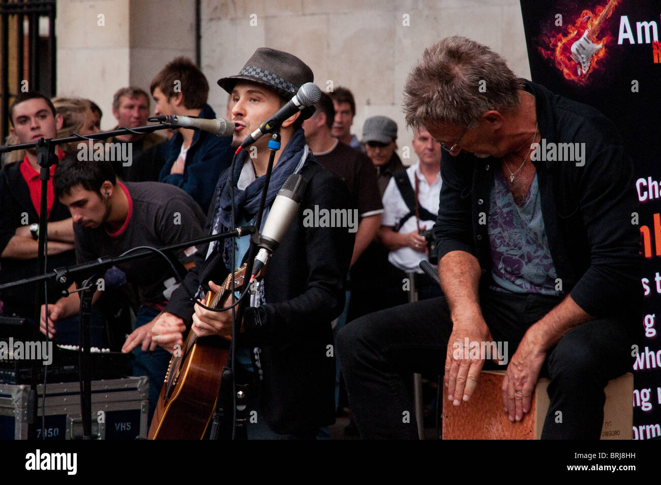 Eddie Jordan als Straßenmusikant in Covent Garden Stockfoto