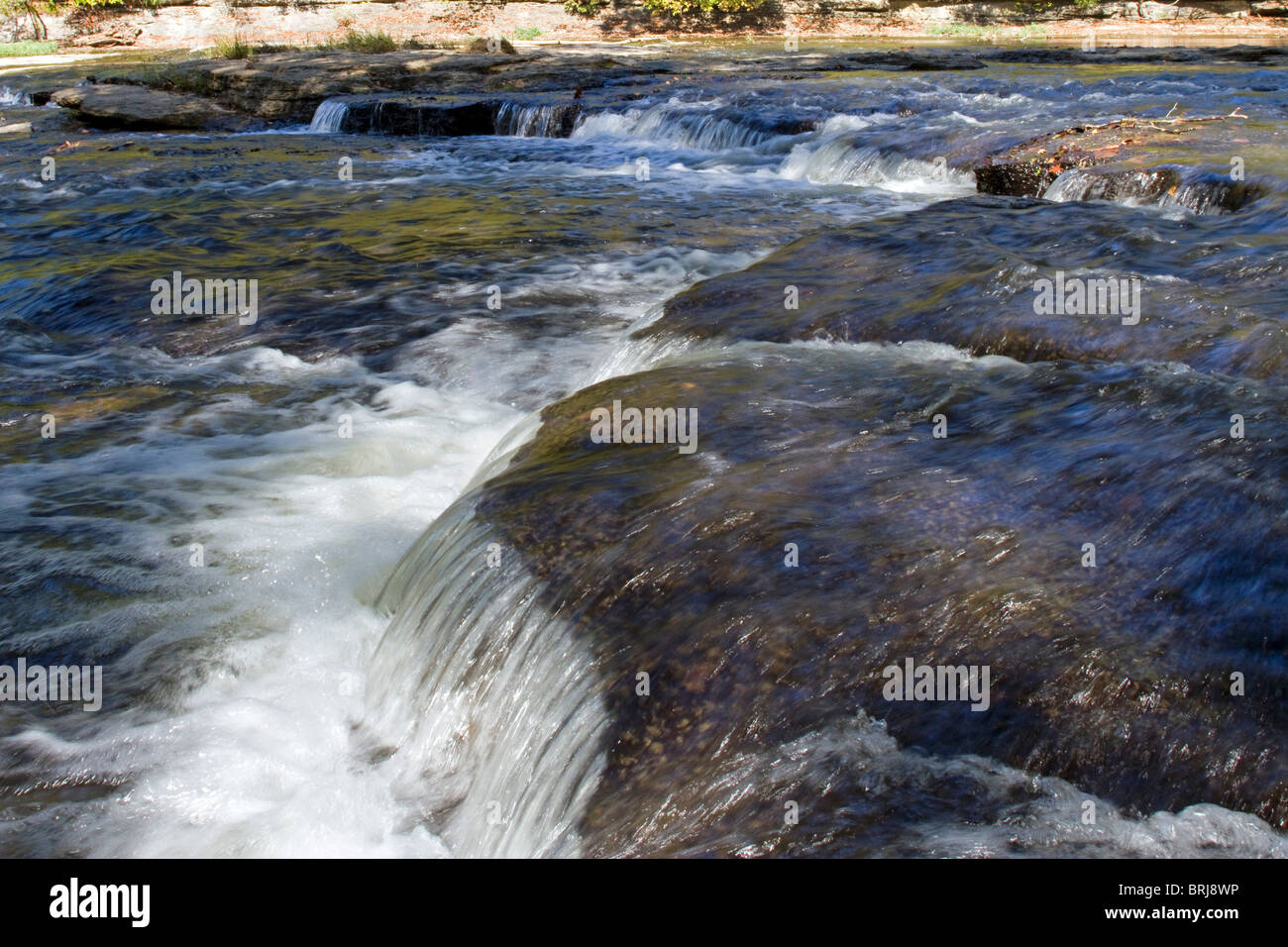 Wasserfälle bei Burgess Falls State Park, Tennessee. Stockfoto