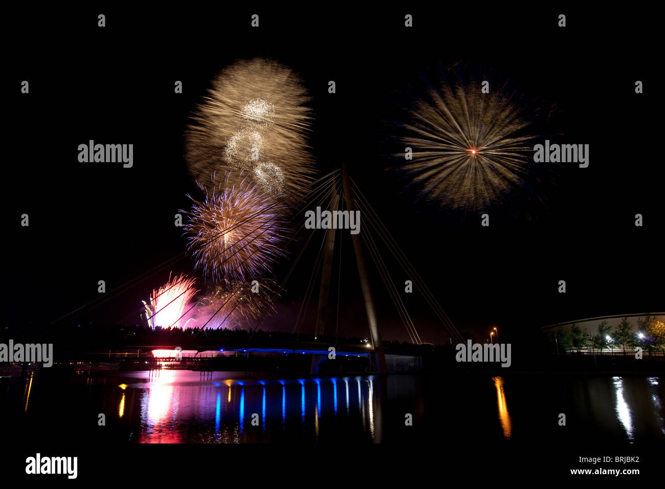 Die 2010 britischen Musikfeuerwerk Meisterschaften an Southport Marine Lake, Merseyside, UK Stockfoto