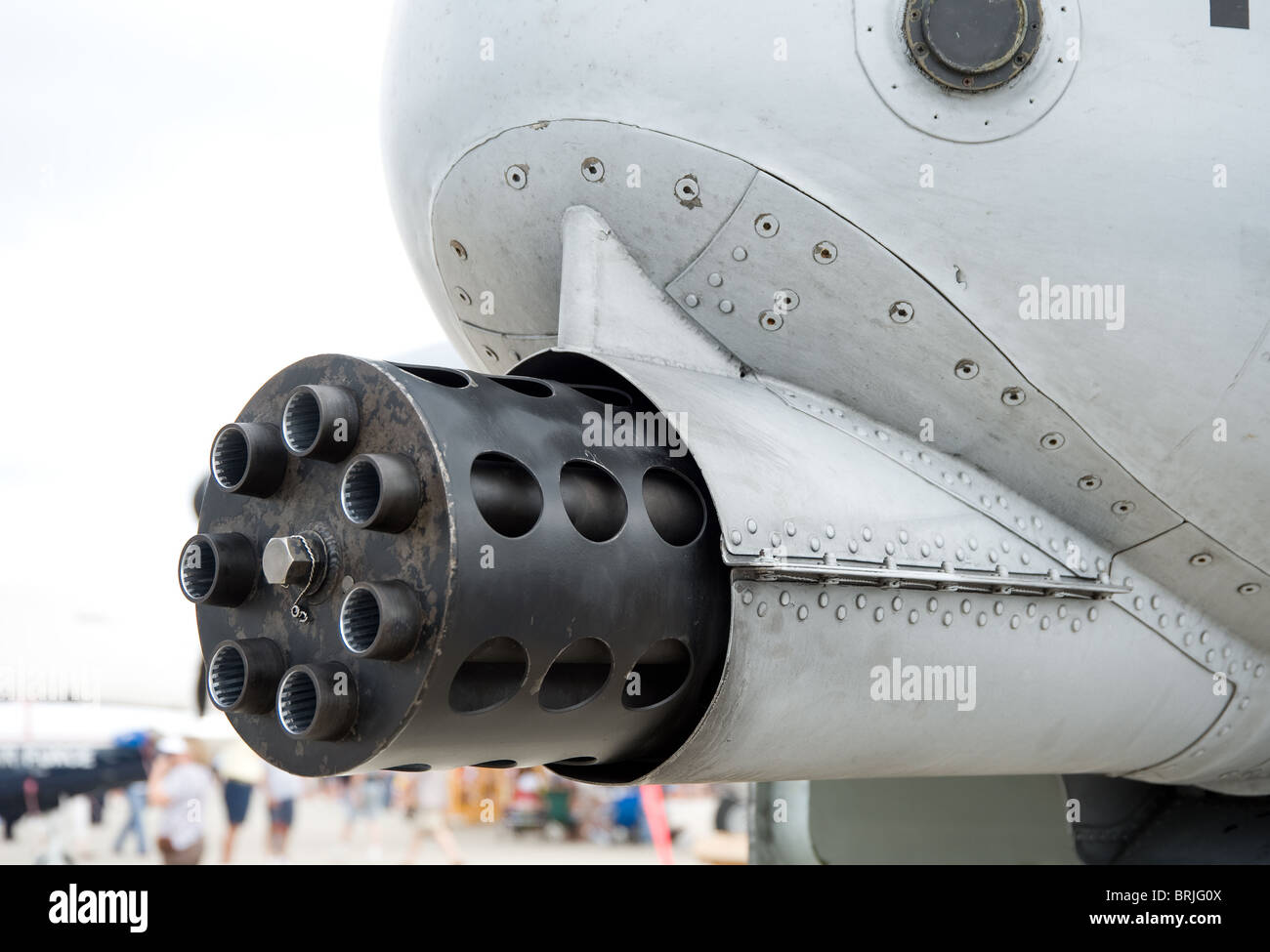 GAU-8 Avenger schwere Maschinenkanone an Thunderbolt II Warzenschwein Airforce Militär US Air Force Stockfoto