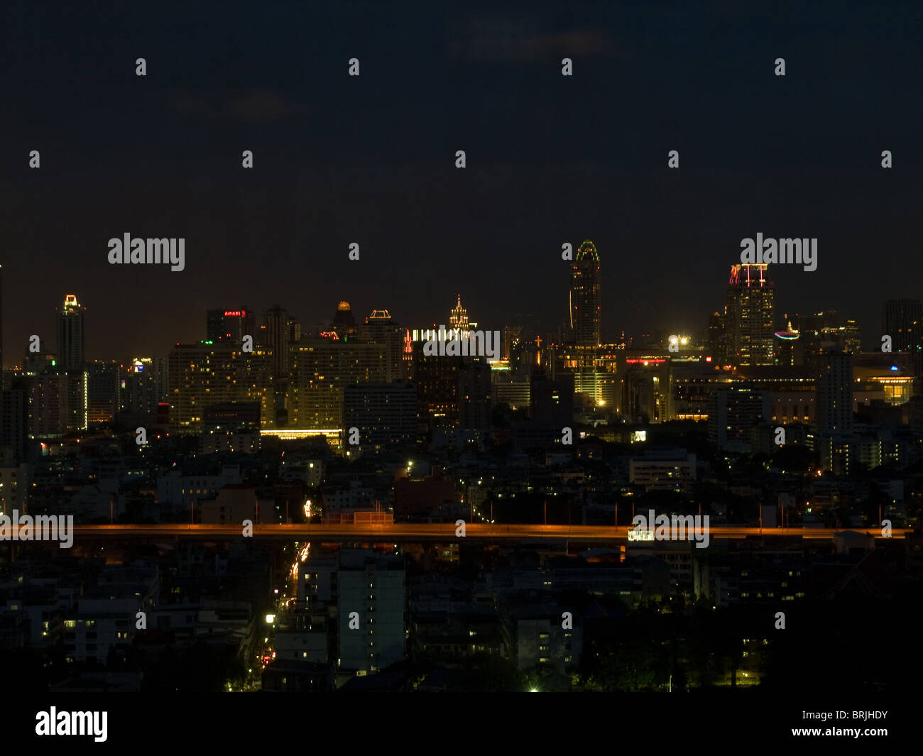 das Bild von der Bangkok-Nachtansicht Stockfoto