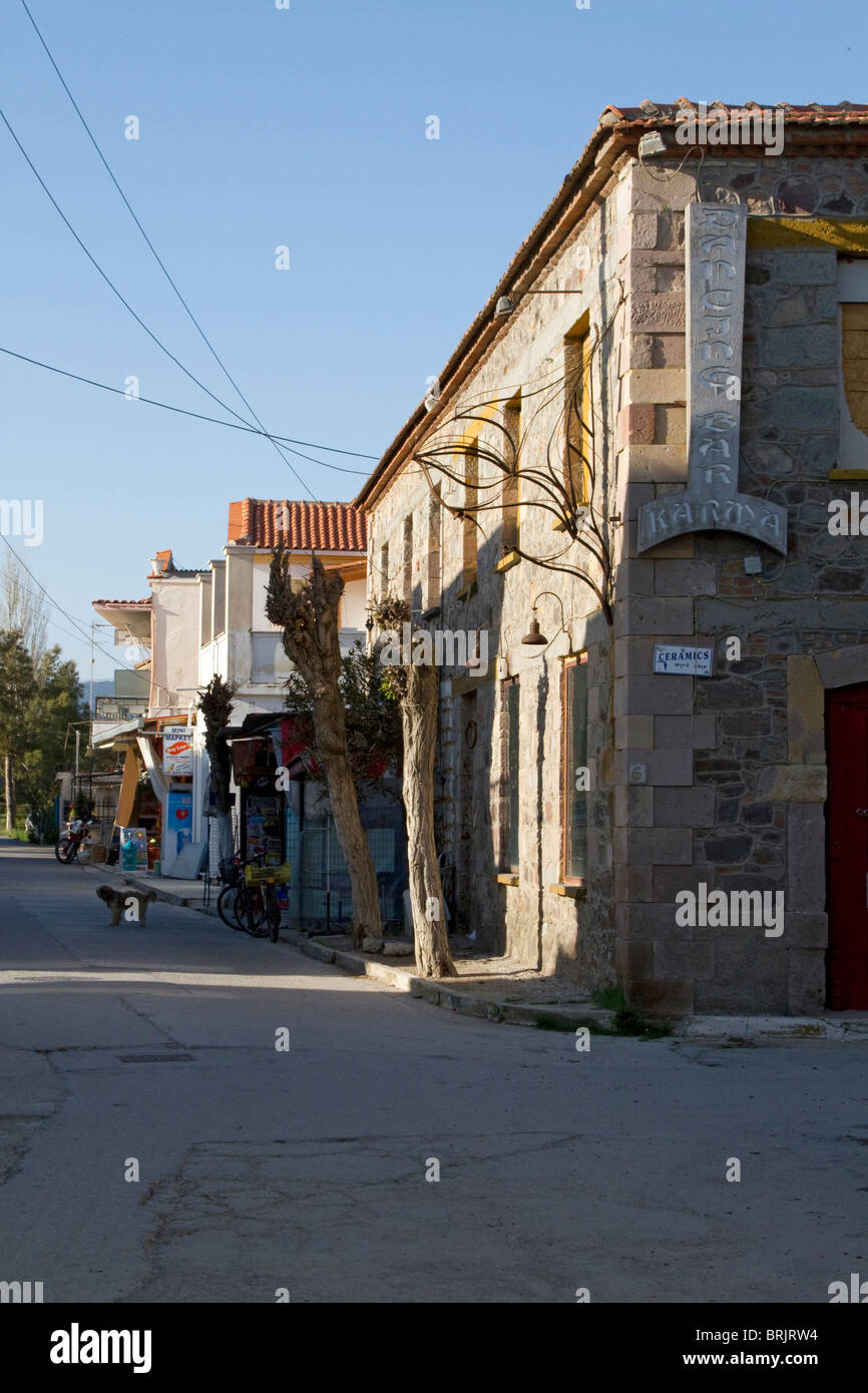 Eine Straße in Skala Kallonis; Lesbos Stockfoto