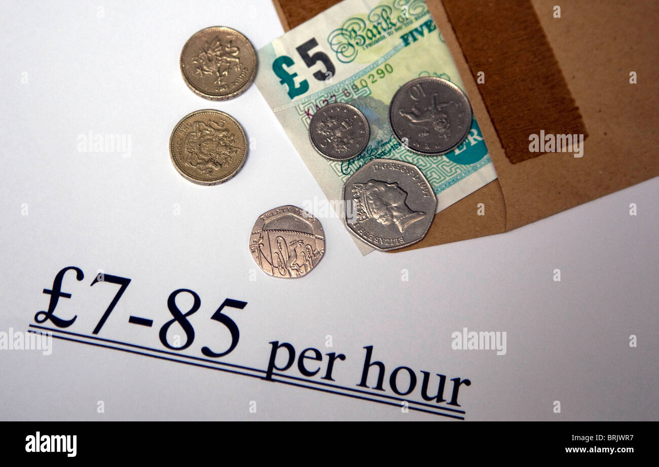 London existenzsichernden Lohn ist £7-85 pro Stunde (Oktober 2010) Stockfoto