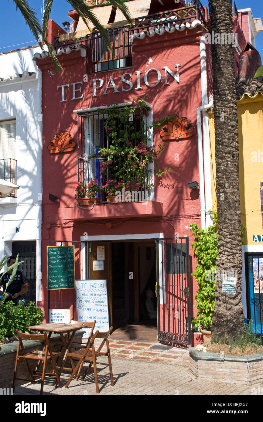 Te Pasion, Tee-Raum, Bar und Cafe, Plaza Santa Cristo, Old Town, Marbella, Costa Del Sol, Andalusien, Spanien Stockfoto