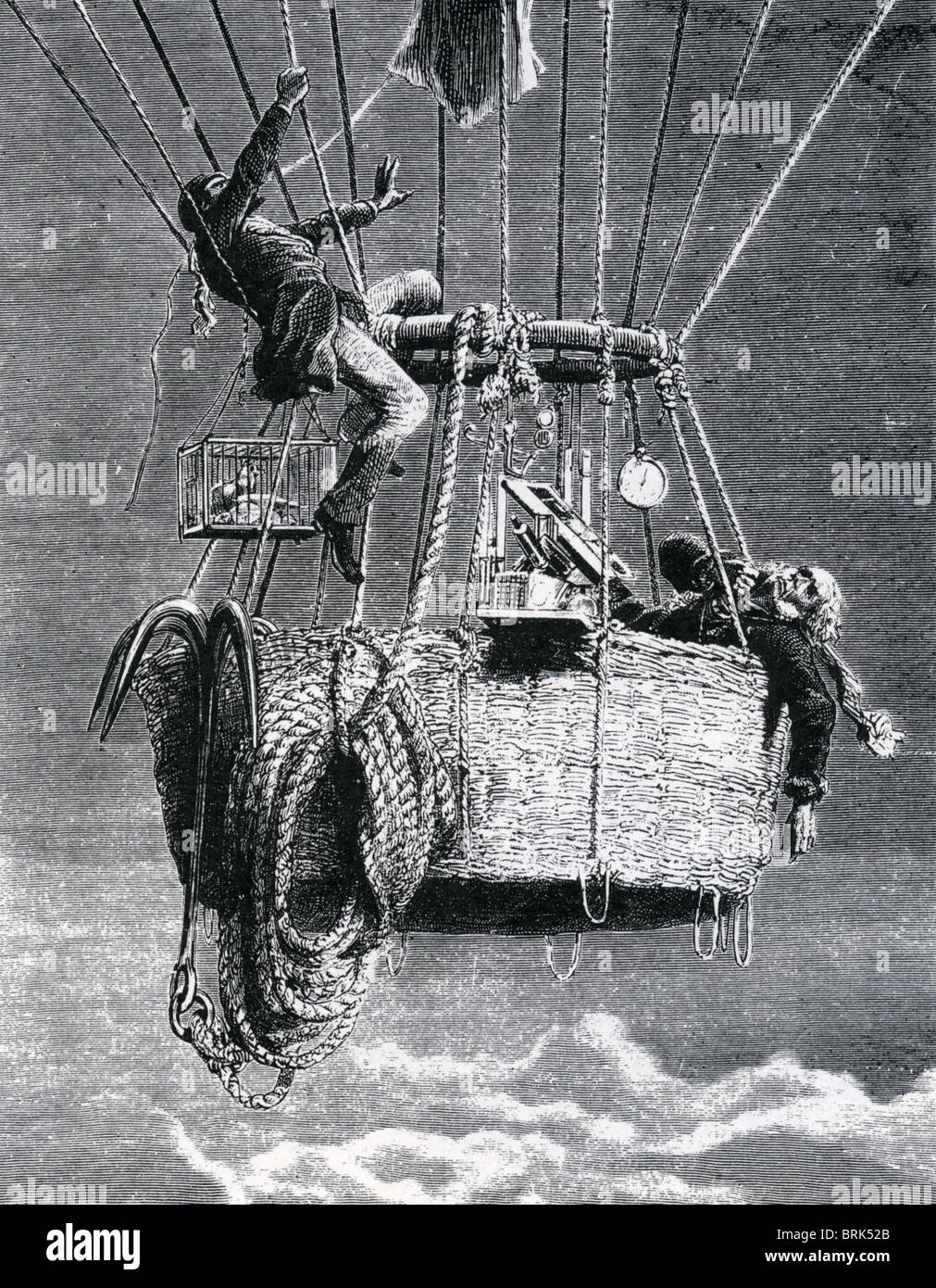 JAMES GLAISHER (1809-1903) Recht & HENRY COXWELL (1819-1900) machen einen Ballon Aufstieg. Von Glaisher Reisen In der Luft-1871 Stockfoto