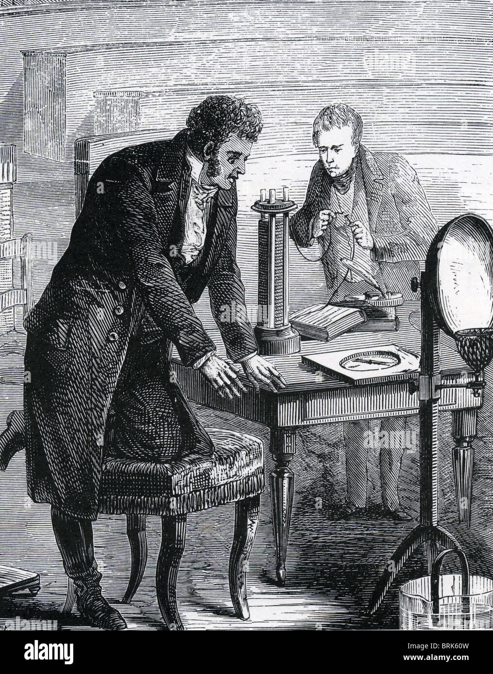 HANS CHRISTIAN OERSTED (1771-1851), dänischer Physiker entdeckte die Wirkung eines elektrischen Stromes auf einen magnetischen Kompass Stockfoto