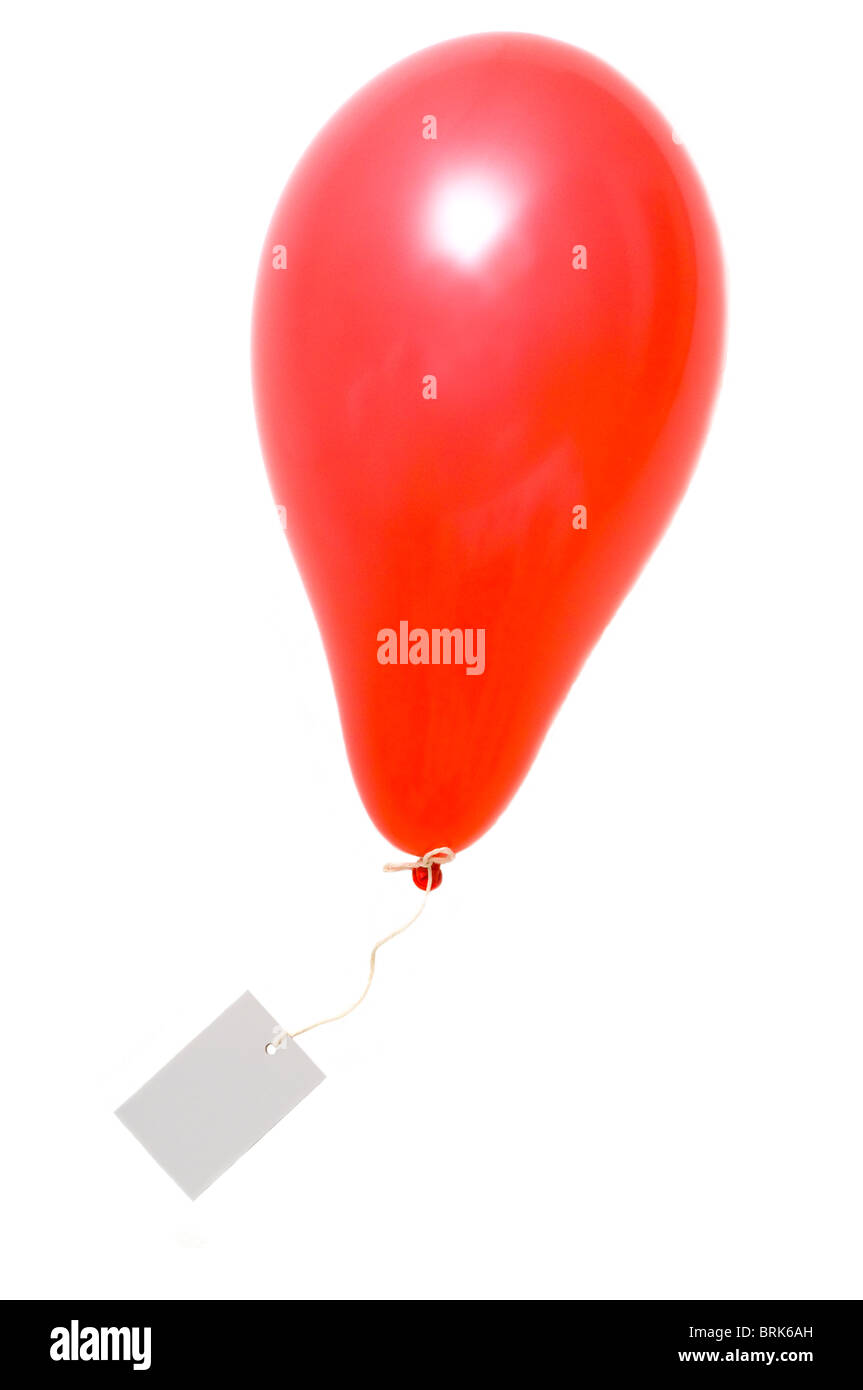 roten Ballon mit Hinweis auf Zeichenfolge Stockfoto