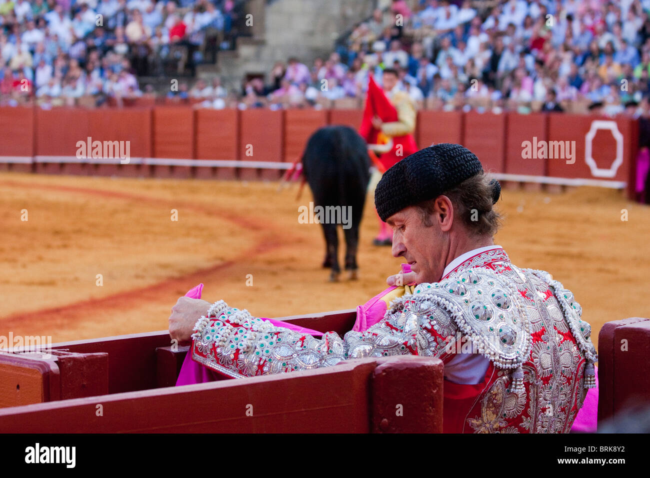 Stierkampf-Szene in Sevilla, Spanien Stockfoto