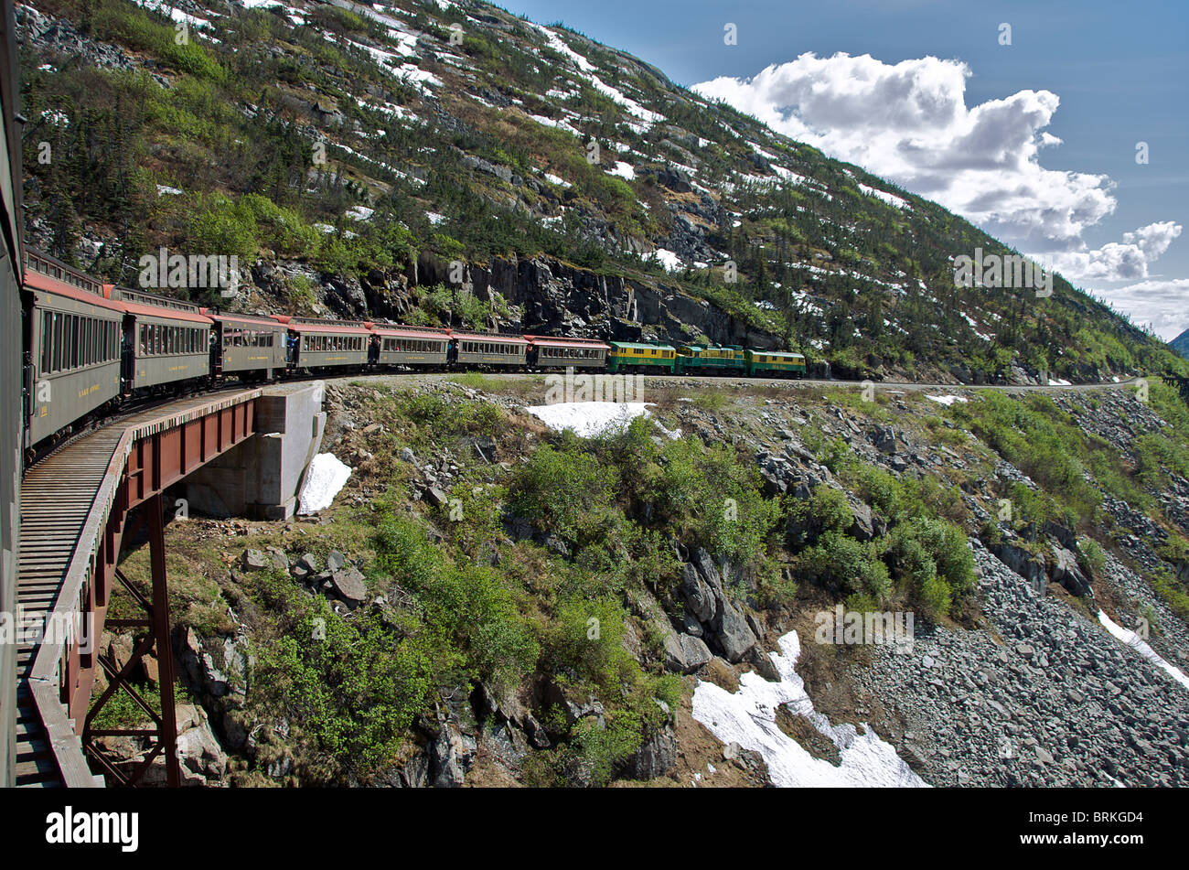 Yukon Railway Abstieg vom White Pass in der Nähe von Skagway Alaska USA Stockfoto