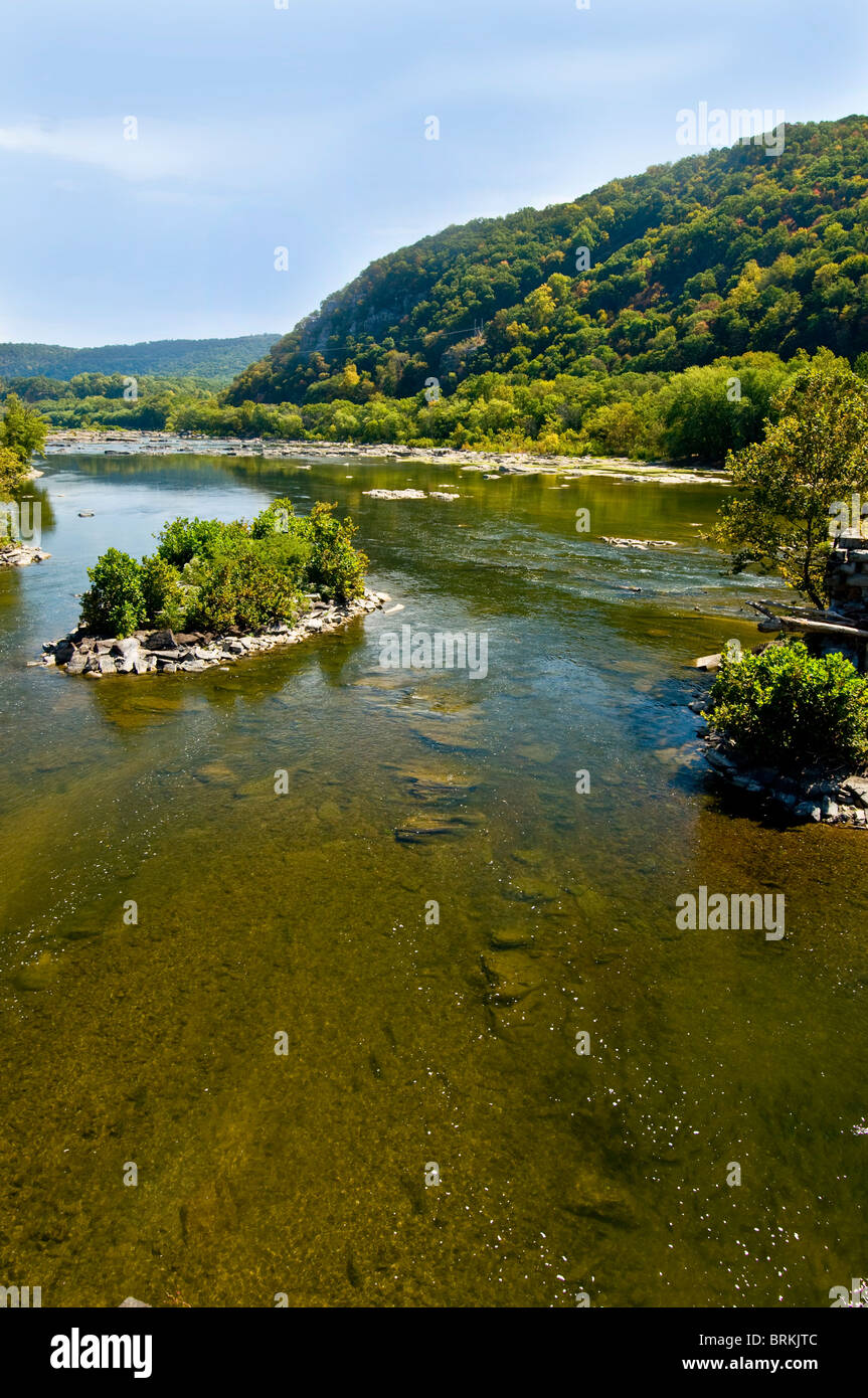 Der Zusammenfluss des Potomac und Shenandoah Rivers bei Harpers Ferry, West Virginia Stockfoto