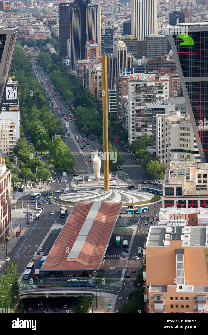 Caja Madrid Obelisk oder Denkmal, von Santiago Calatrava, Plaza de Castilla, Madrid Stockfoto